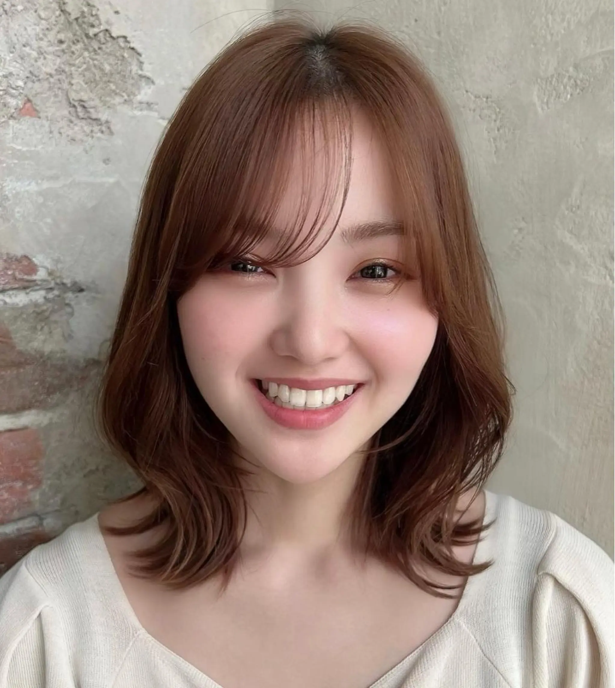 ミディアム くびれヘア レイヤーカット カット ヘアカラー トリートメント 🧡くびれヘア/前髪 顔周り🧡久原結衣のヘアスタイル