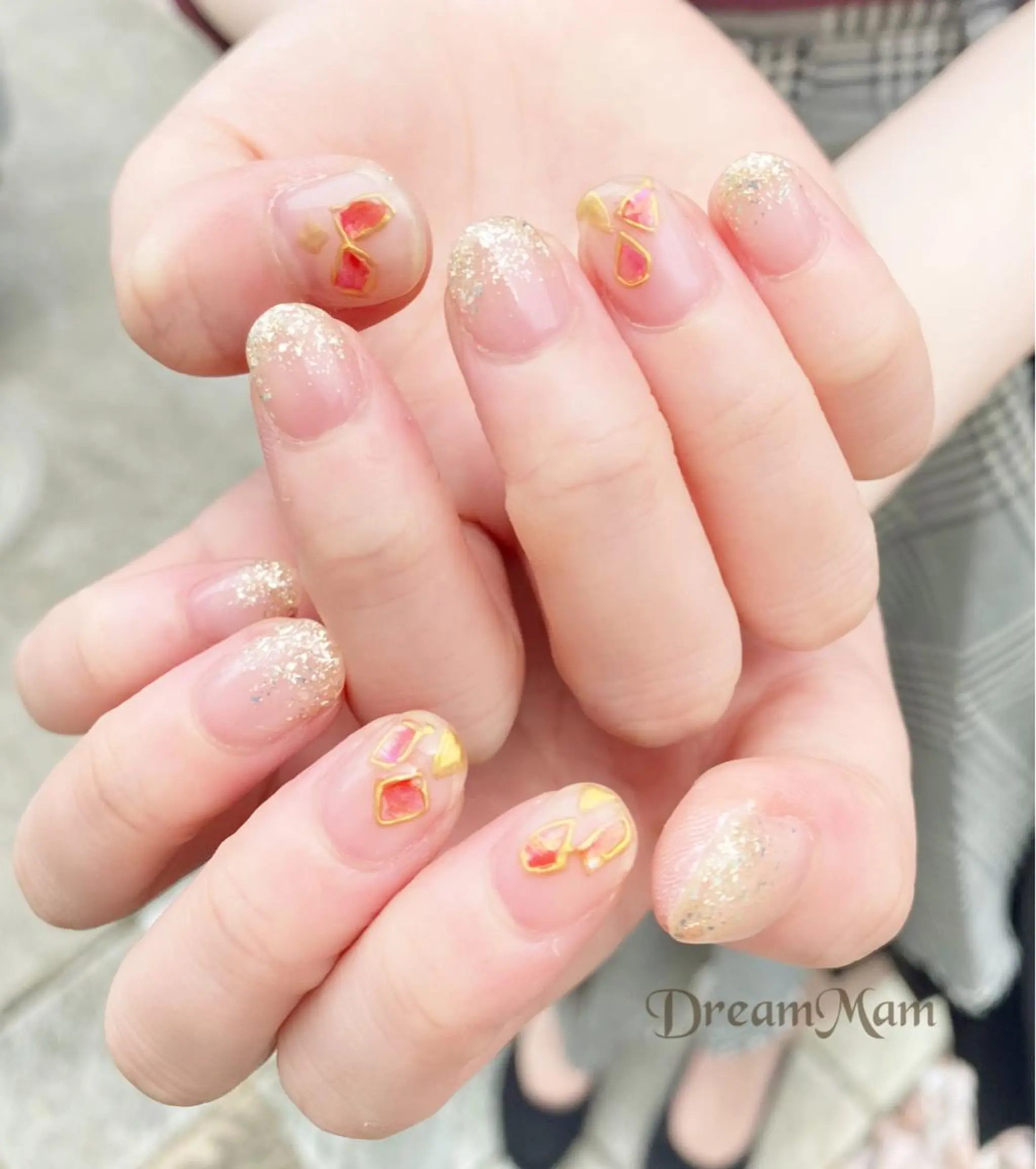 ネイル オーロラネイル フレンチネイル ジェルネイル ガラスフレンチ グリーン Nail Salon Ｄream Mamのネイルデザイン