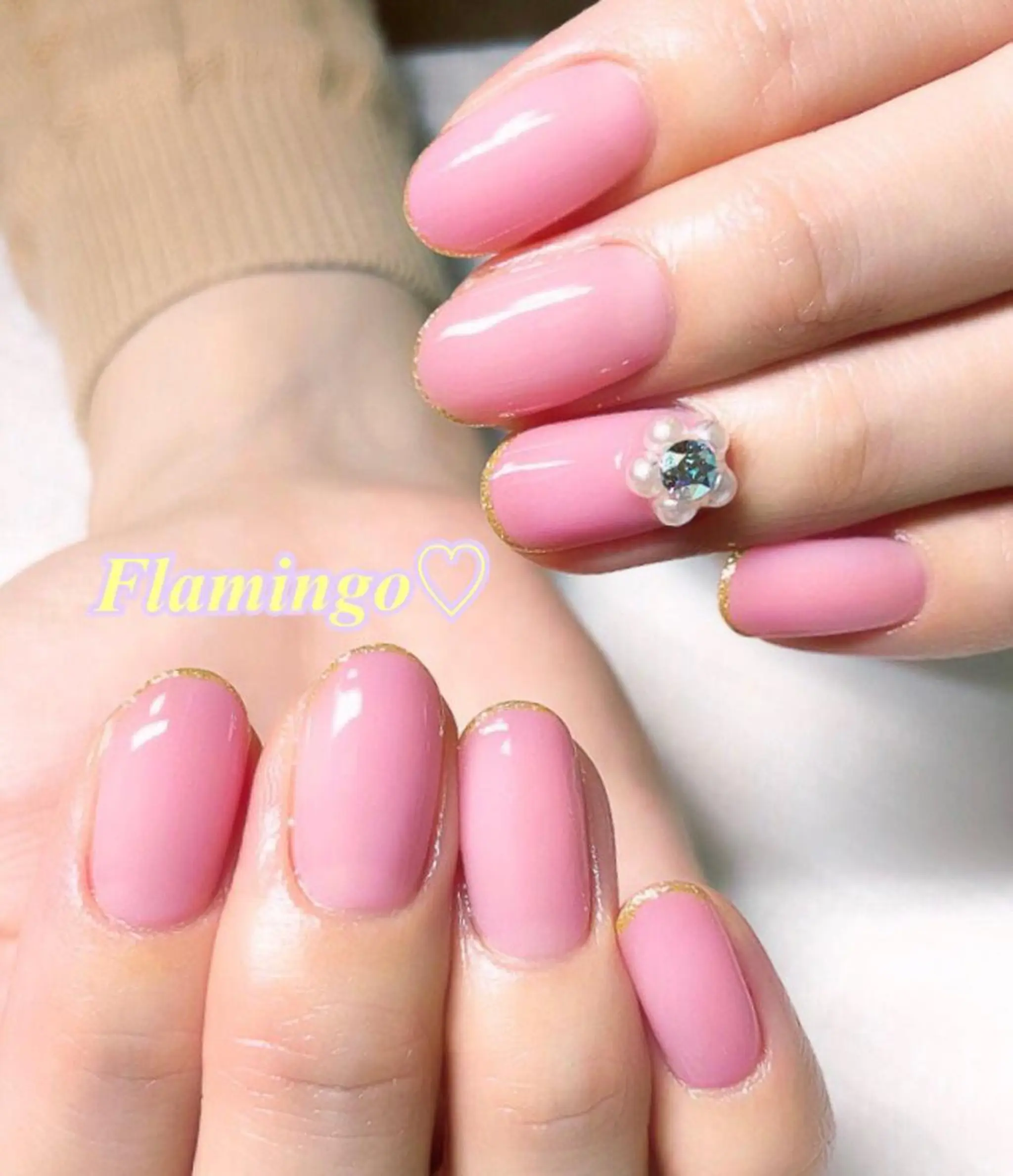 ネイル ストーンネイル 40代からの爪を守る ×ケア重視サロン♡のネイルデザイン