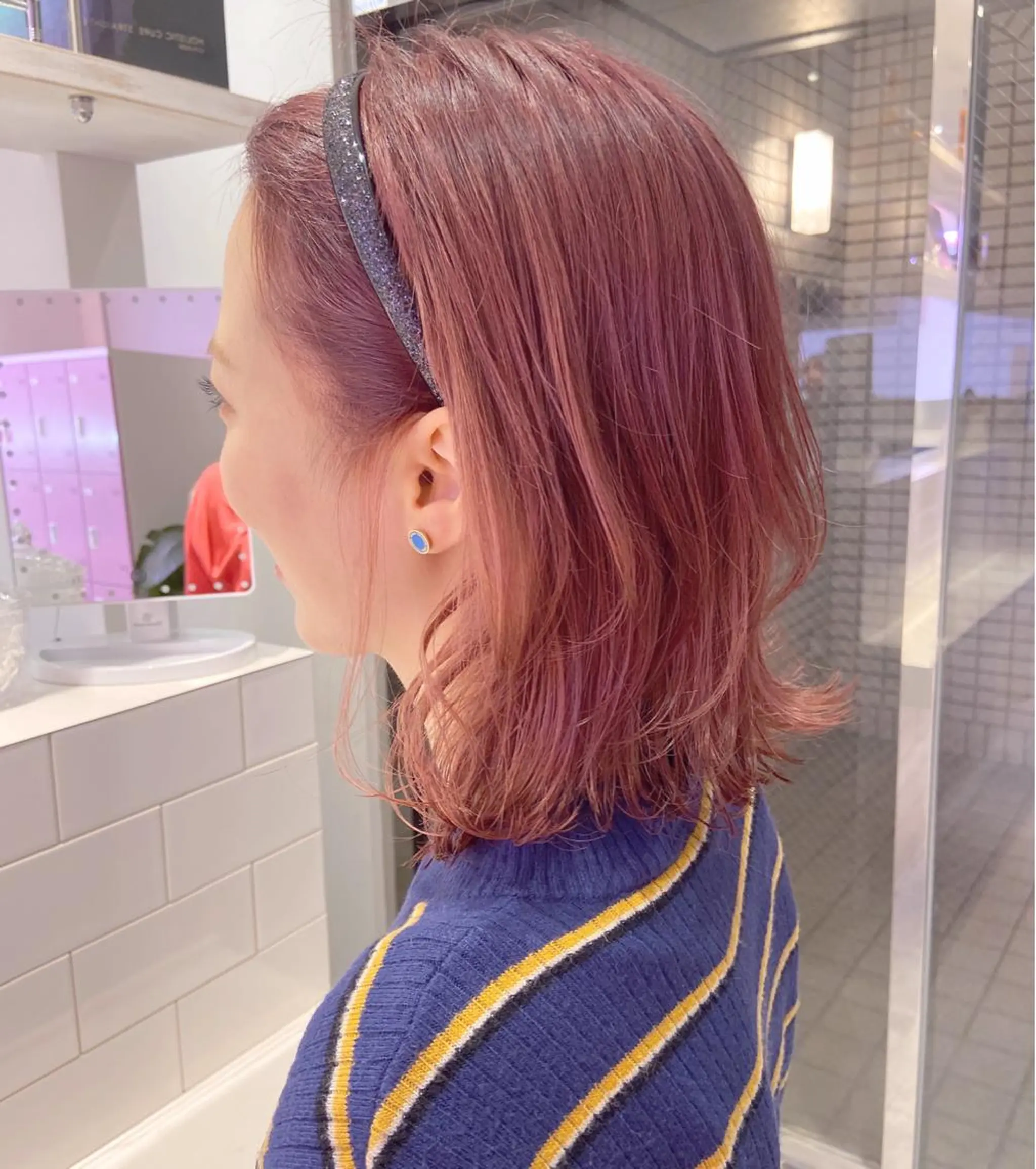 ミディアム カラー ヘアアレンジ ピンクカラー レイヤーカット指名 No.1💖マユカのヘアスタイル
