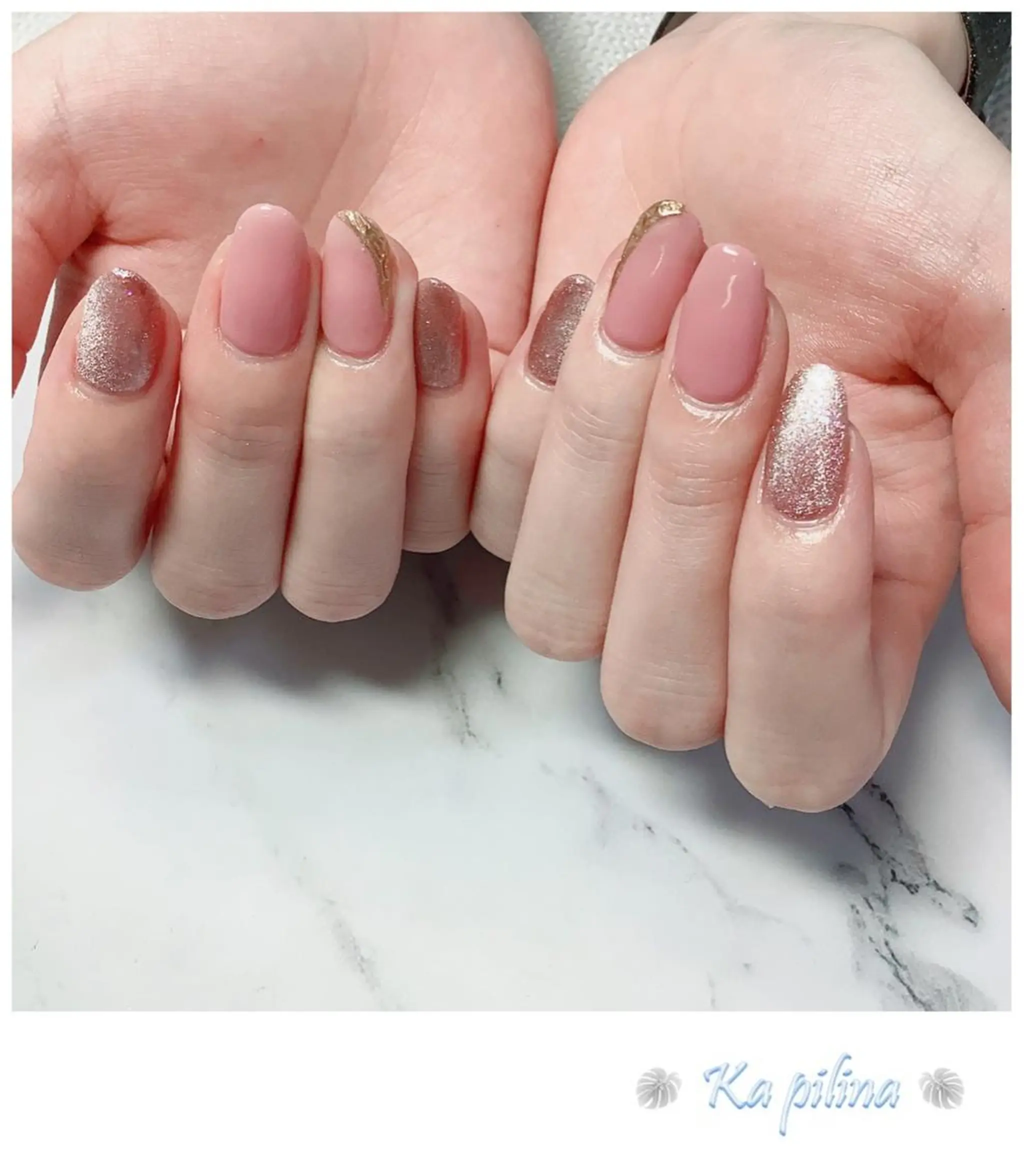 ネイル マグネットネイル ミラーネイル ニュアンスネイル Nail salon Ka pilinaのネイルデザイン