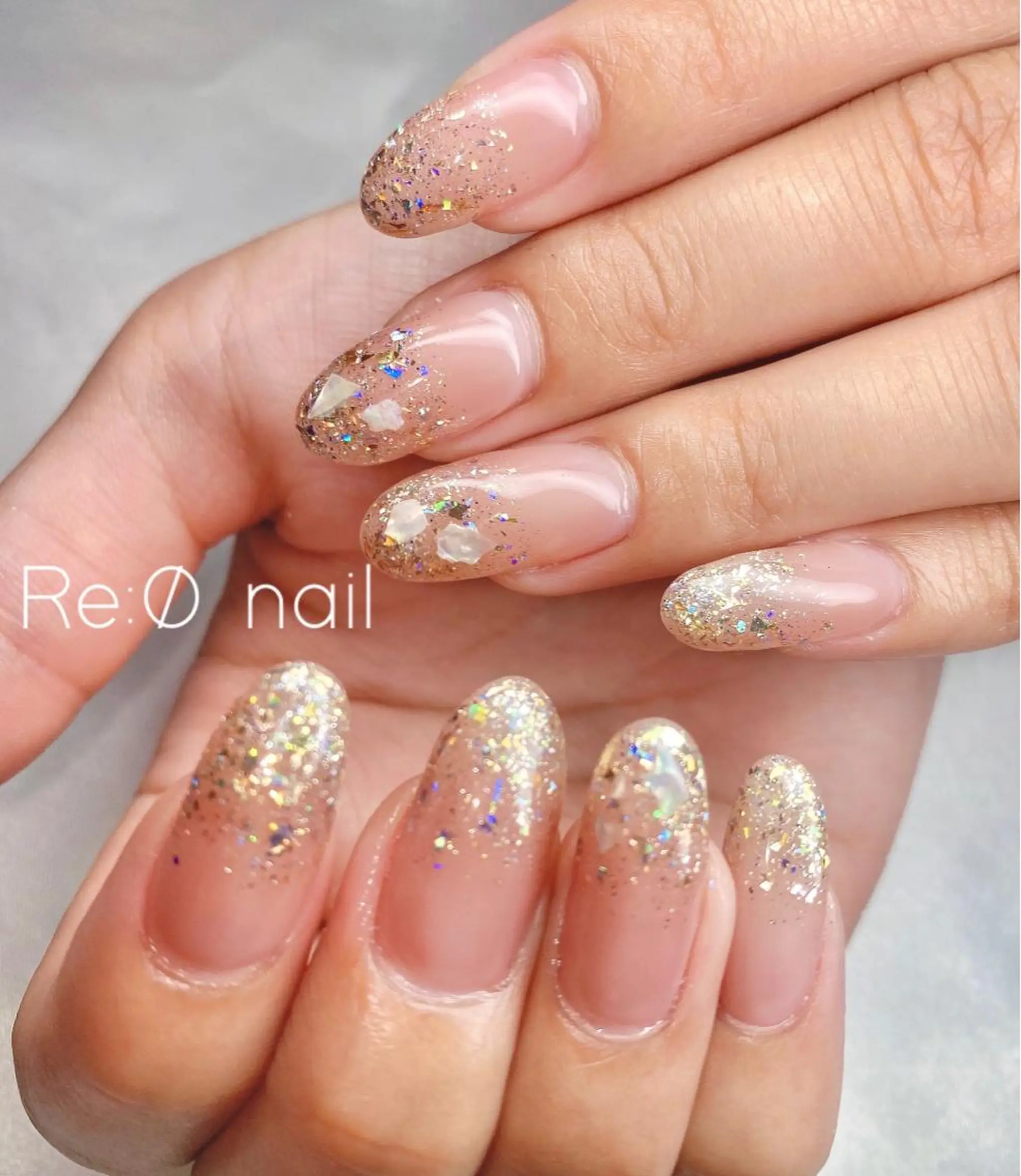 ネイル ラメ(グリッター) ラメグラデーション ハンドネイル Re:Ø nail 🩵TSUJIのネイルデザイン
