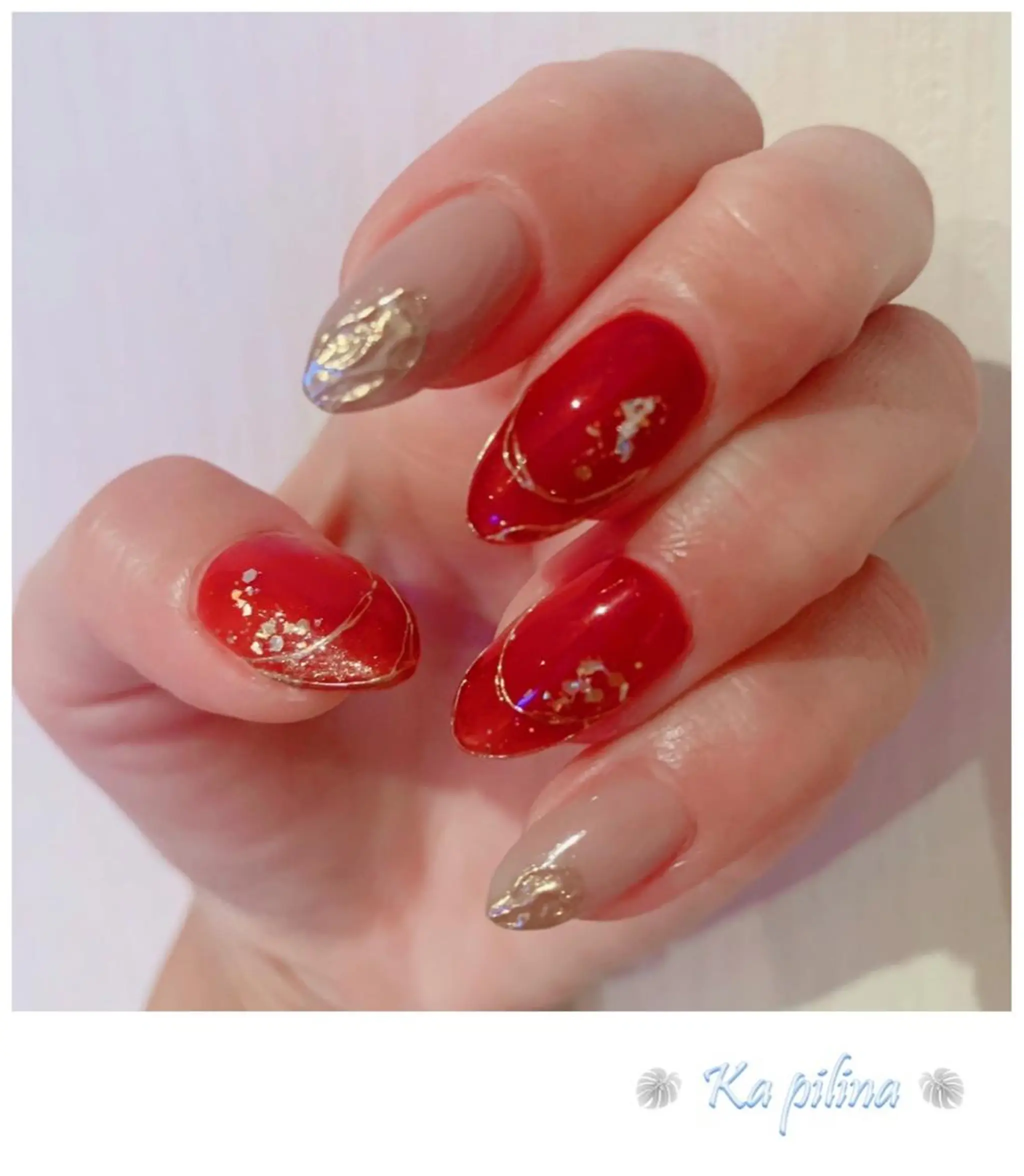 ネイル 赤色 Nail salon Ka pilinaのネイルデザイン