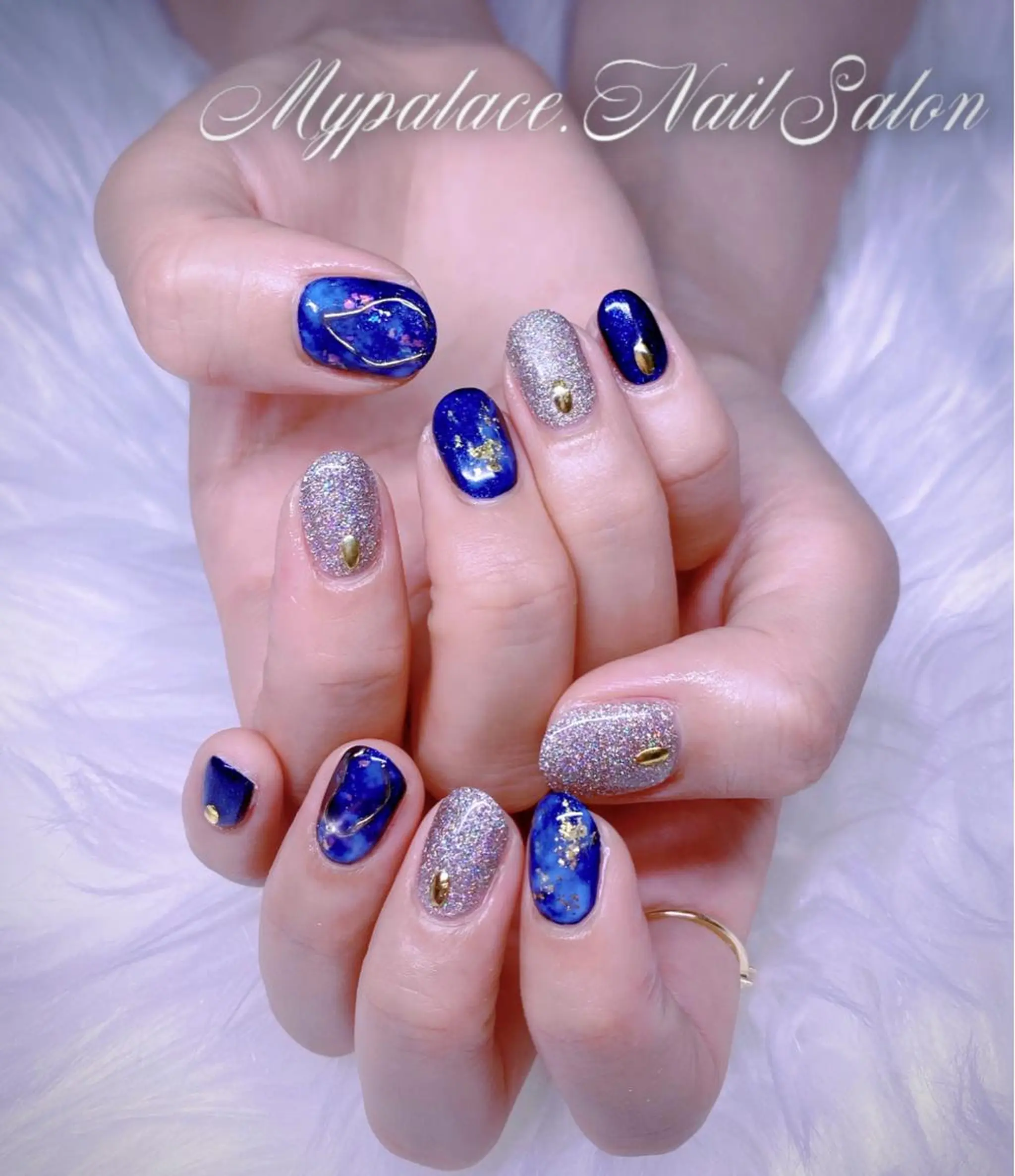 ネイル アートネイル 大理石ネイル(マーブル) ミラーネイル ハンドネイル Yuis Nailスカルプ専門のネイルデザイン