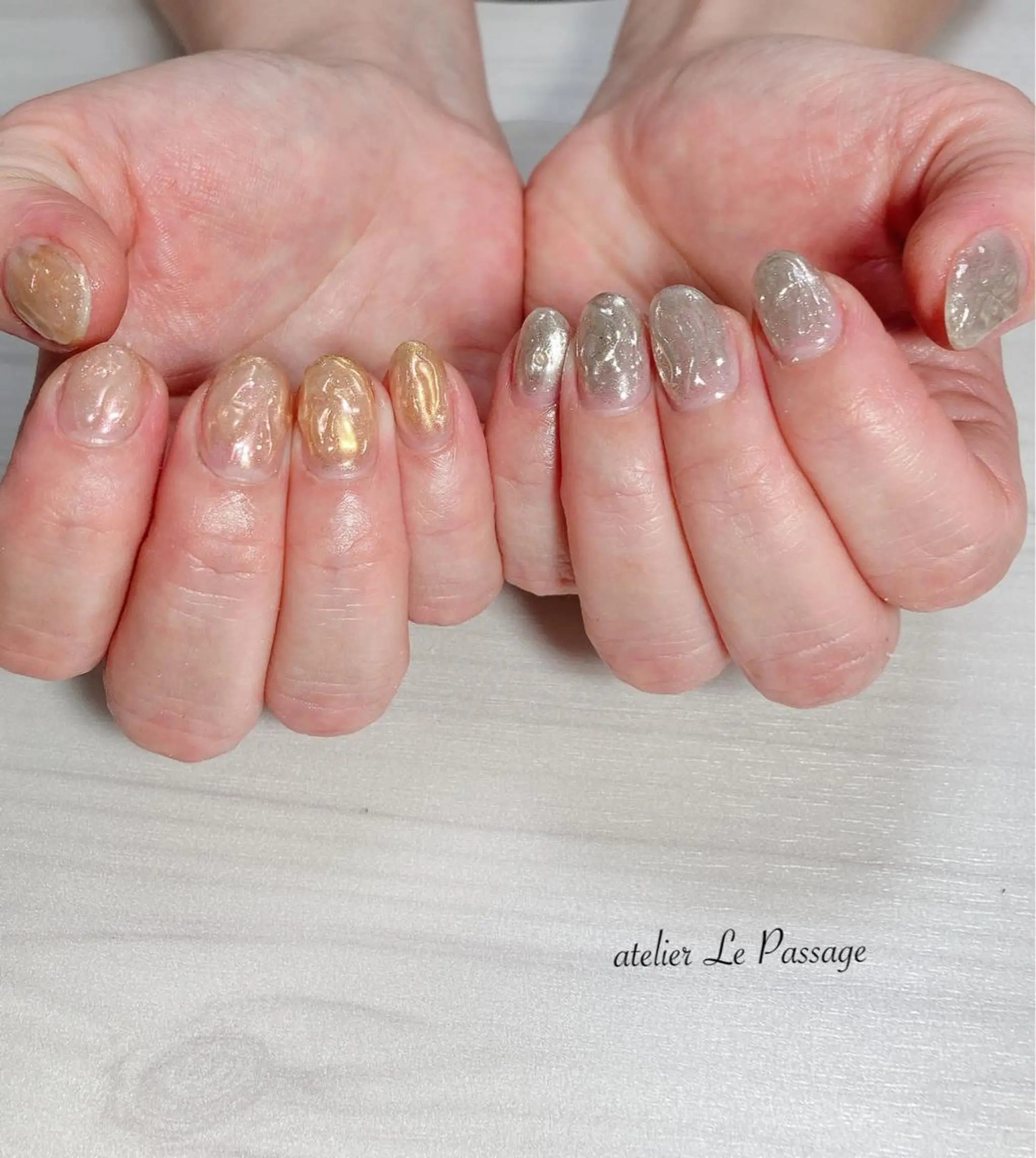 ネイル ジェルネイル キラキラネイル ラメ(グリッター) ミラーネイル ニュアンスネイル Atelier Le Passage所属・h nakatsukaのネイルデザイン