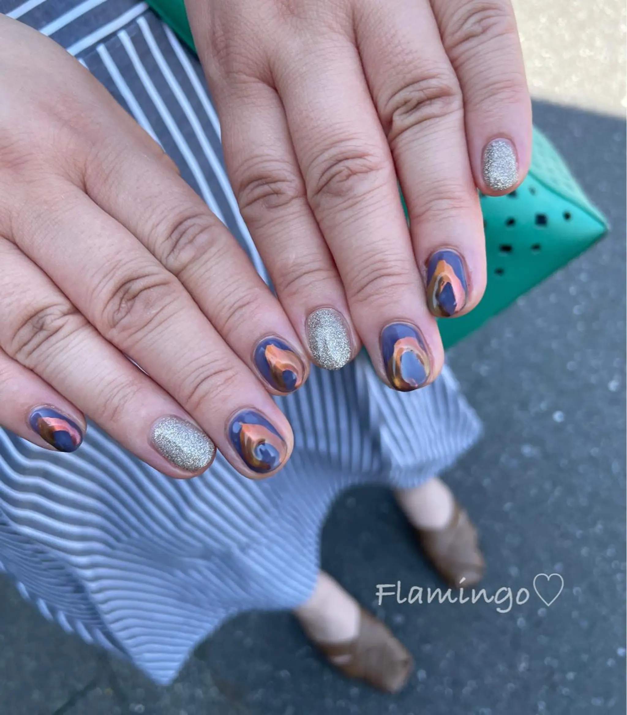 ネイル アートネイル フラッシュネイル ミラーネイル ニュアンスネイル ワンカラーネイル ハンドネイル シンプル／上品／爪育 ☺︎Flamingoのネイルデザイン