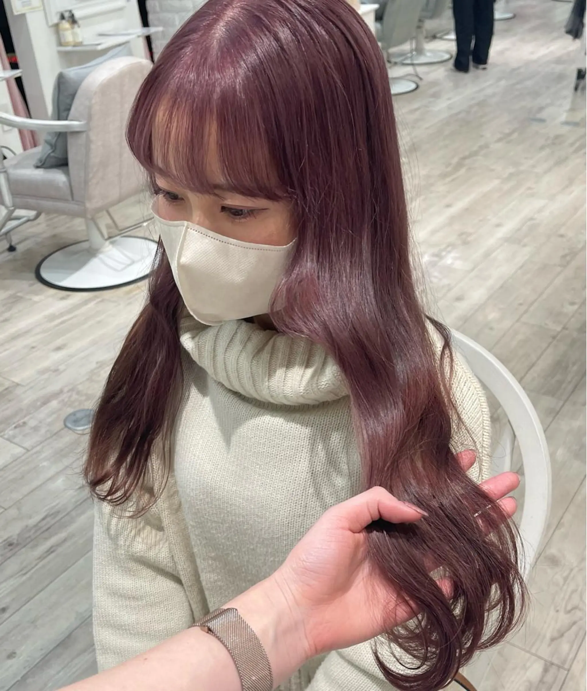 ロング カラー ブリーチ ラベンダーカラー ラベンダーピンク ピンクカラー 色落ちまで可愛く✨ モテカラー別所好葉のヘアスタイル