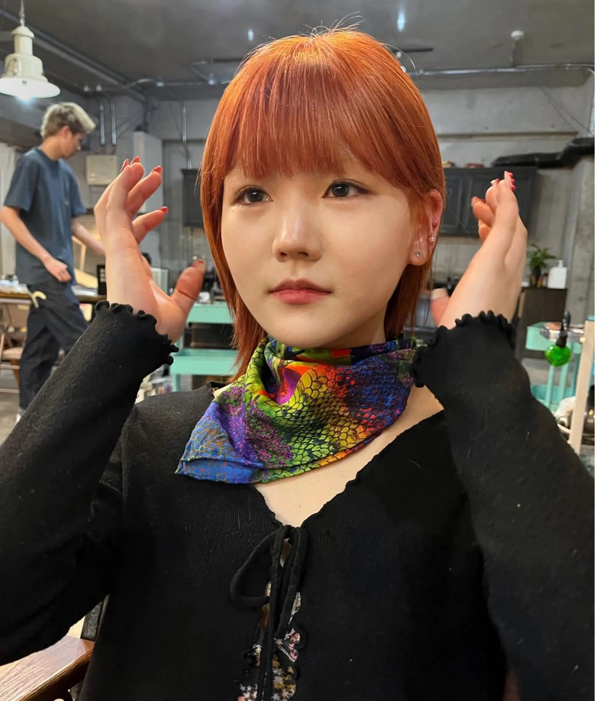 ミディアム カラー ヘアアレンジ キッズ ヘアカラー デザインパーマ ハイライトIkumiのヘアスタイル