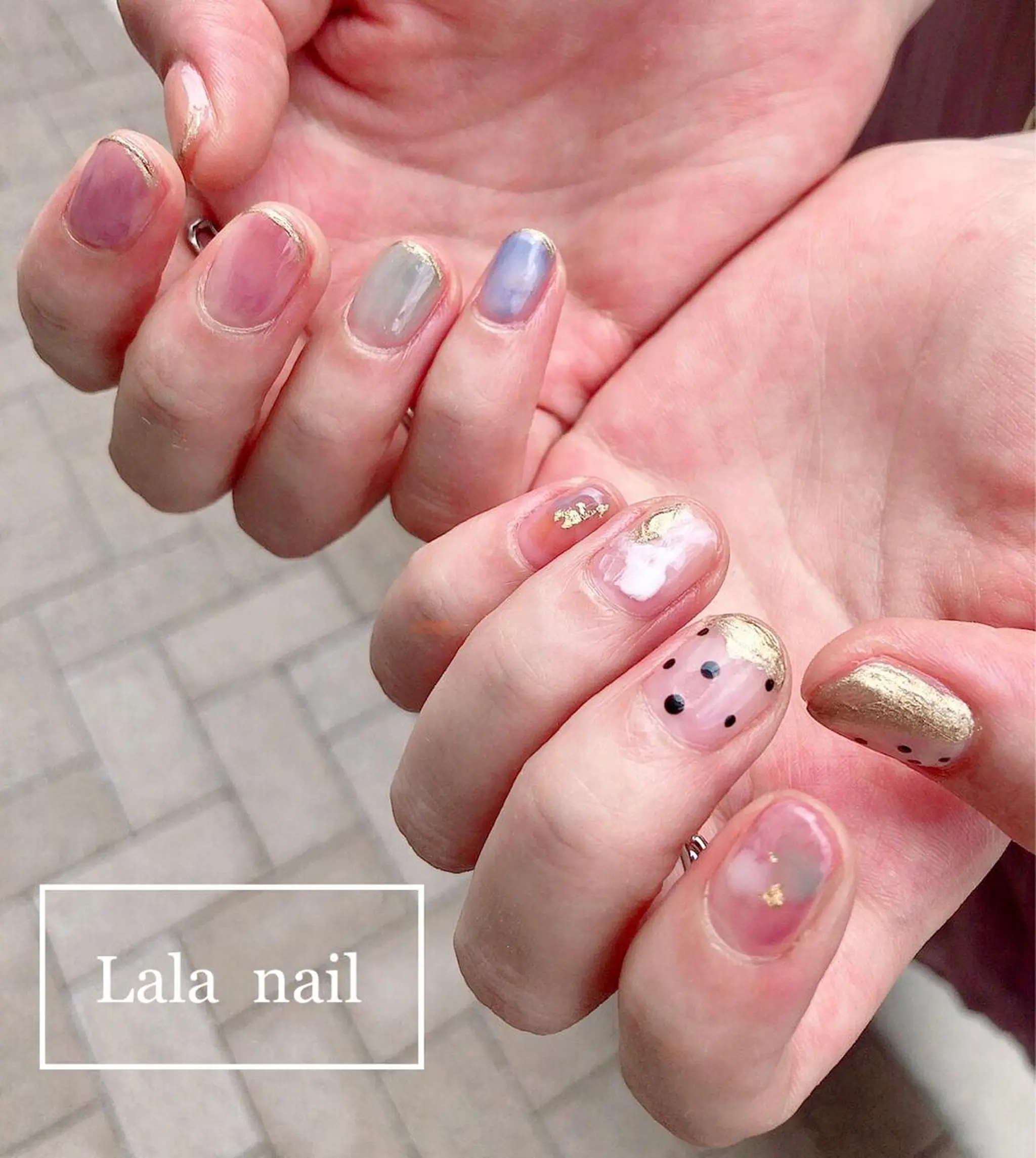 ネイル ミラーネイル ニュアンスネイル 夏ネイル Lala nailのネイルデザイン