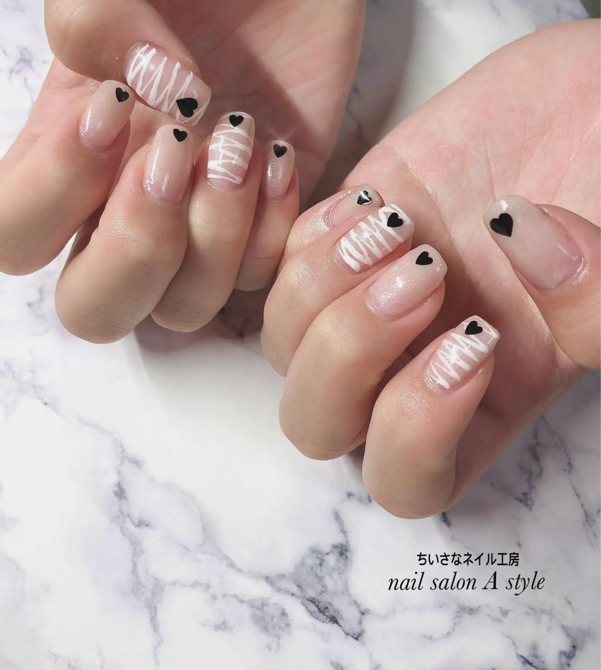 ネイル ハート 持ち込み ハンドネイル nail salon A styleのネイルデザイン