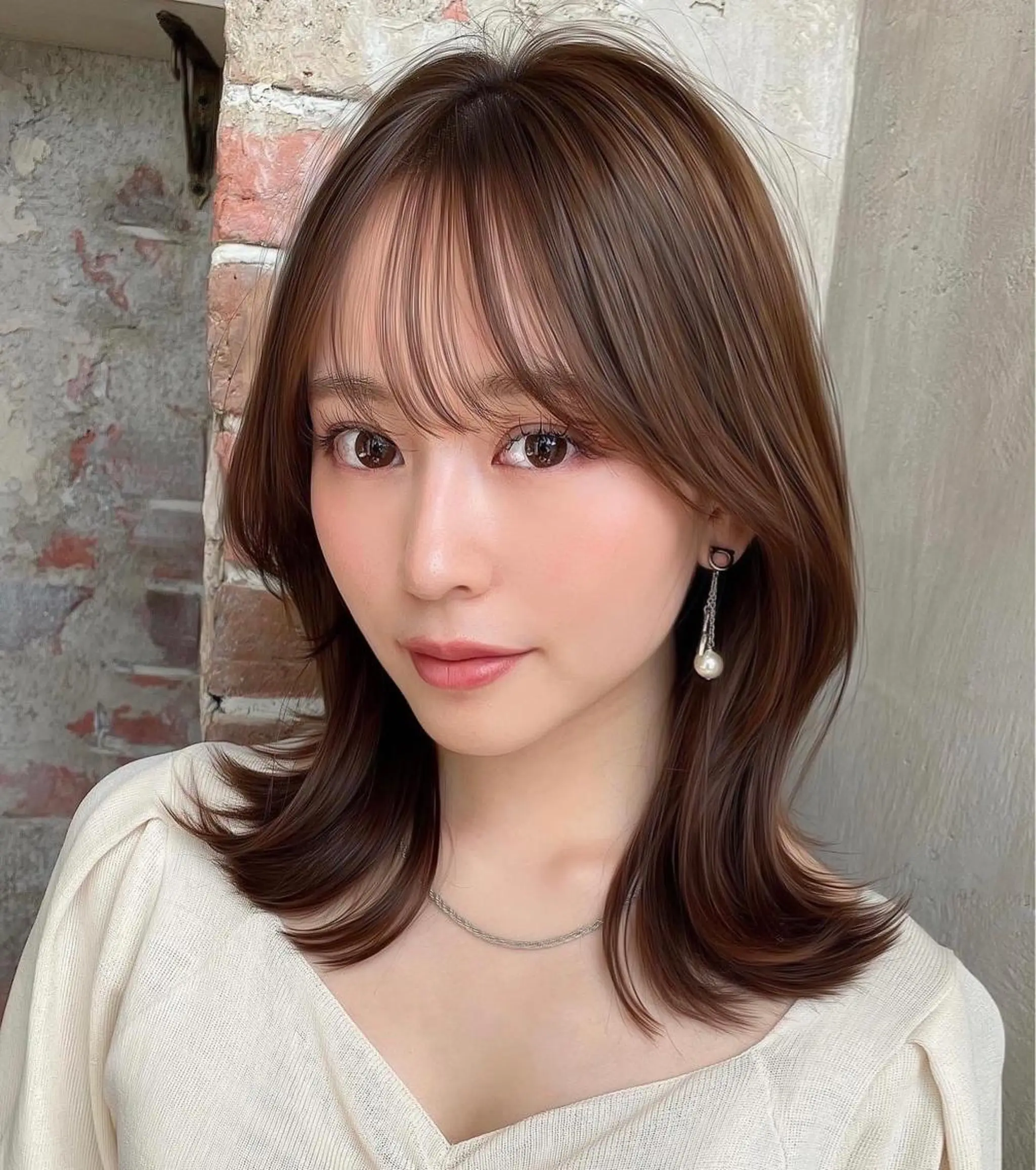ミディアム くびれヘア 髪質改善 縮毛矯正 🧡くびれヘア/前髪 顔周り🧡久原結衣のヘアスタイル