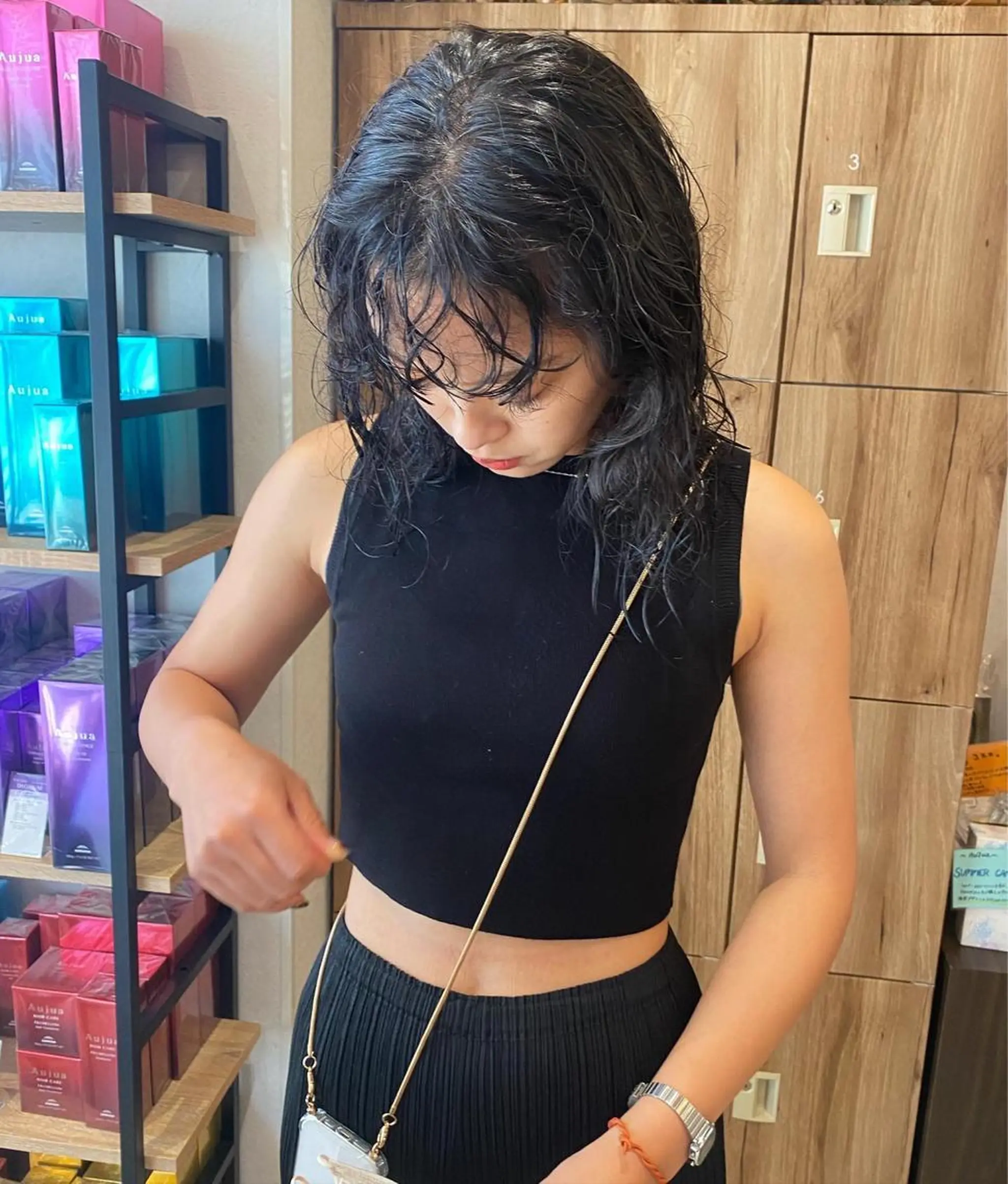 セミロング カラー パーマ ヘアアレンジ セミロングパーマ ヘアカラー パーマ パーマ指名No1 /namiのヘアスタイル