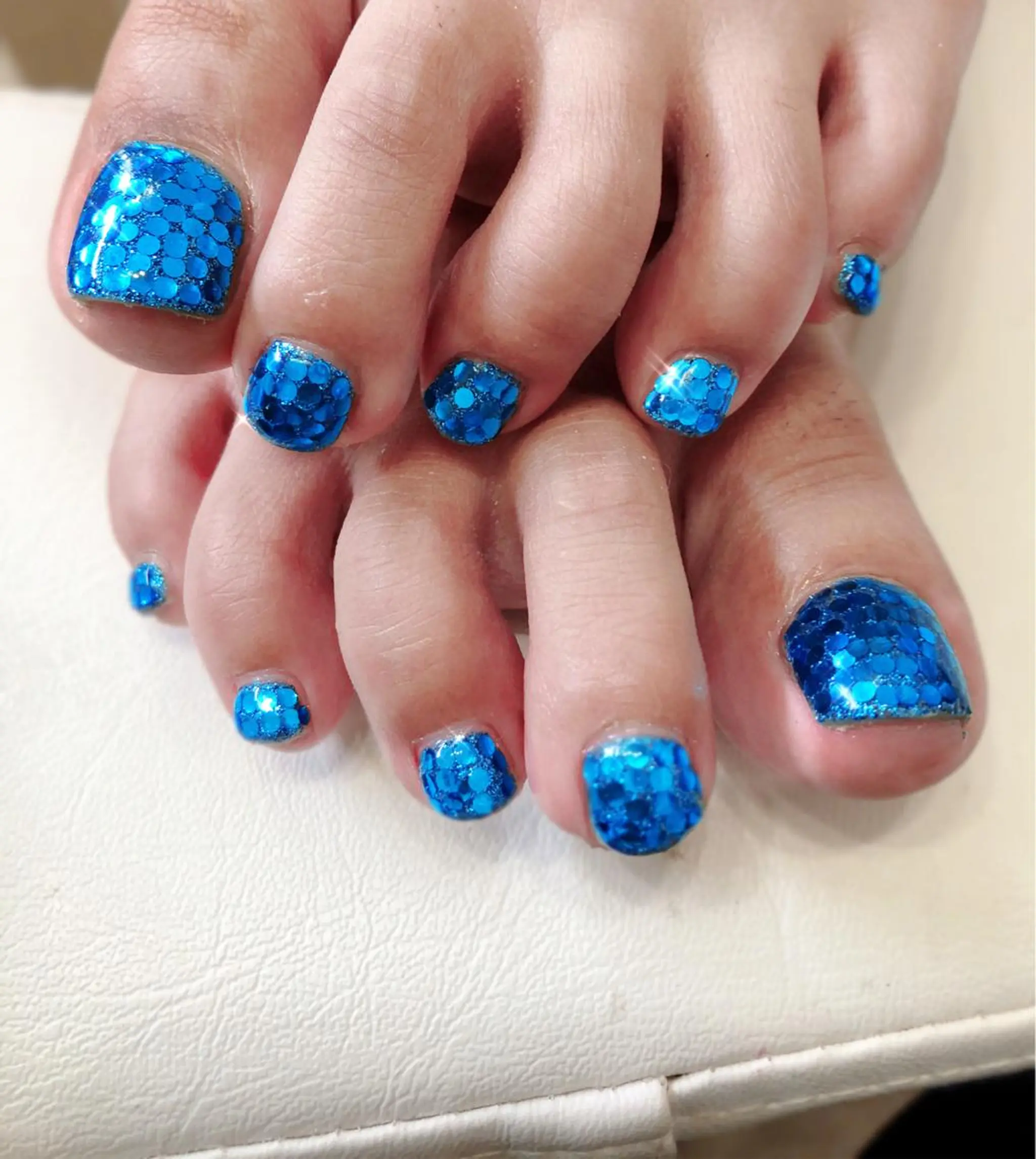ネイル ブルー フットネイル ホログラムネイル Nail Salon MUSEのネイルデザイン