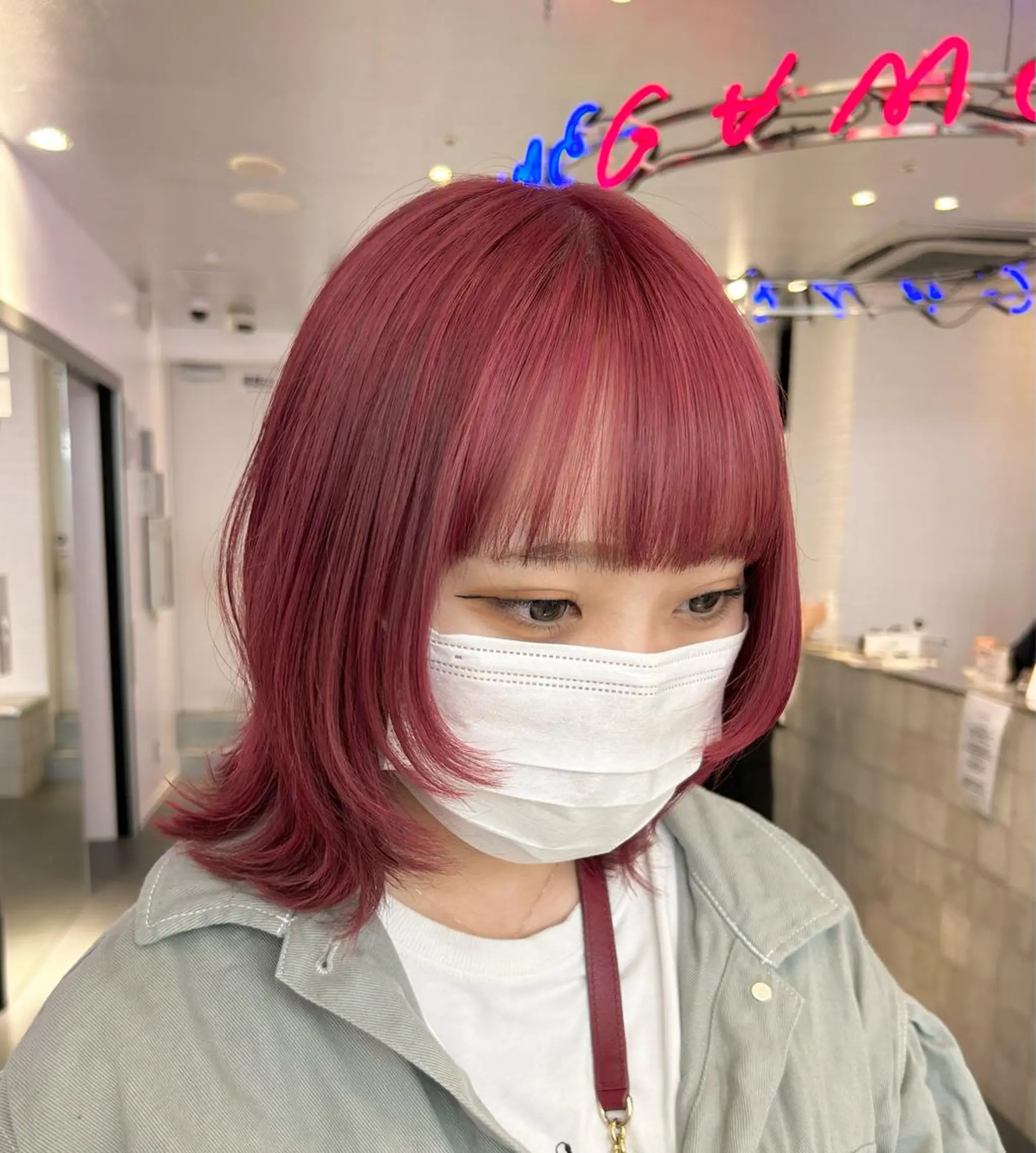 ミディアム ミディアムパーマ ボブ 外国人風カラー 髪質改善 レイヤーカット MiRI💜地毛級 エクステ✖似合わせ技のヘアスタイル
