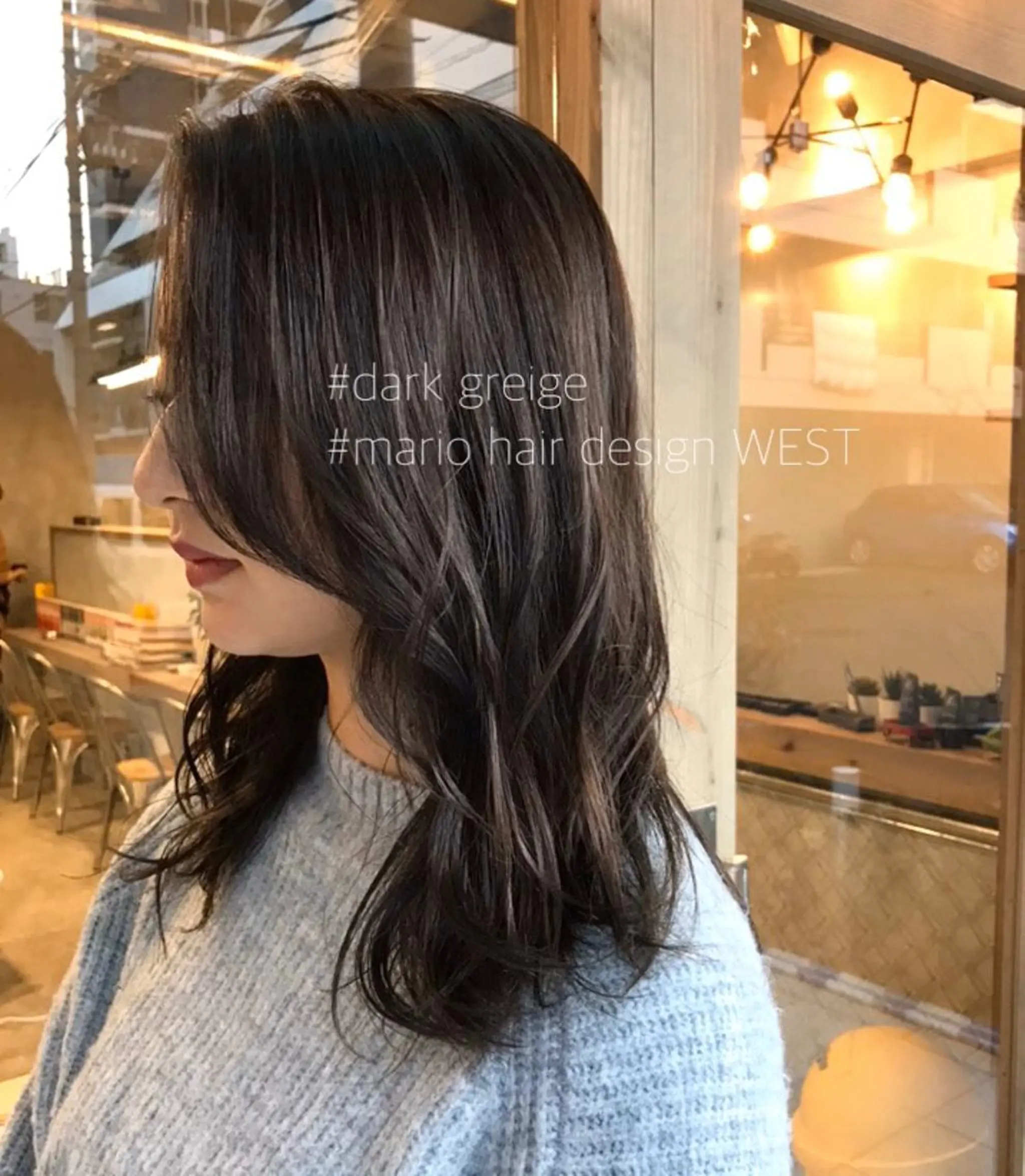 セミロング カラー 透明感カラー グレージュ 竹嶌 健吾のヘアスタイル
