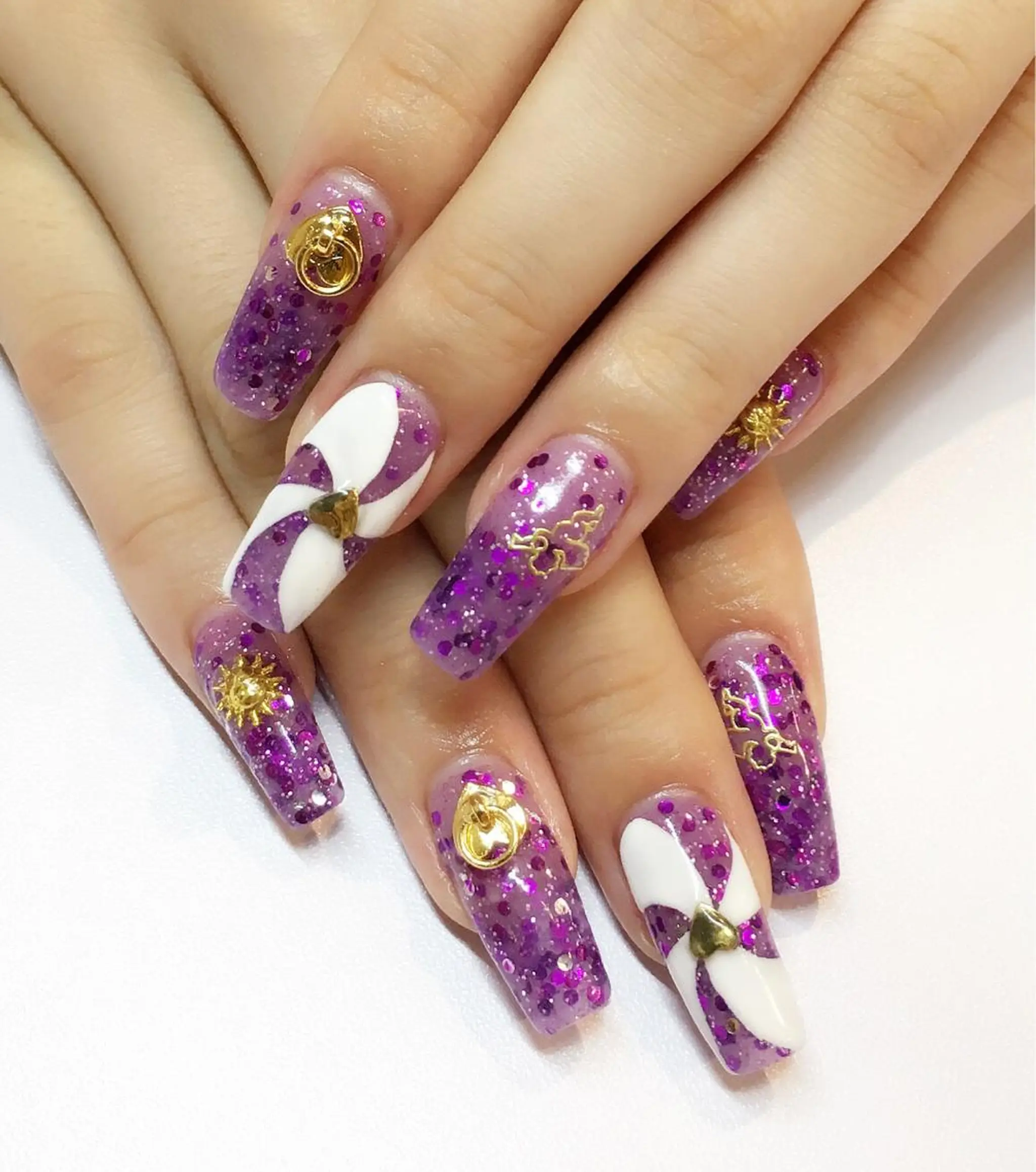 ネイル ラメ(グリッター) 持ち込み パープル スカルプネイル nail salon Soeurのネイルデザイン