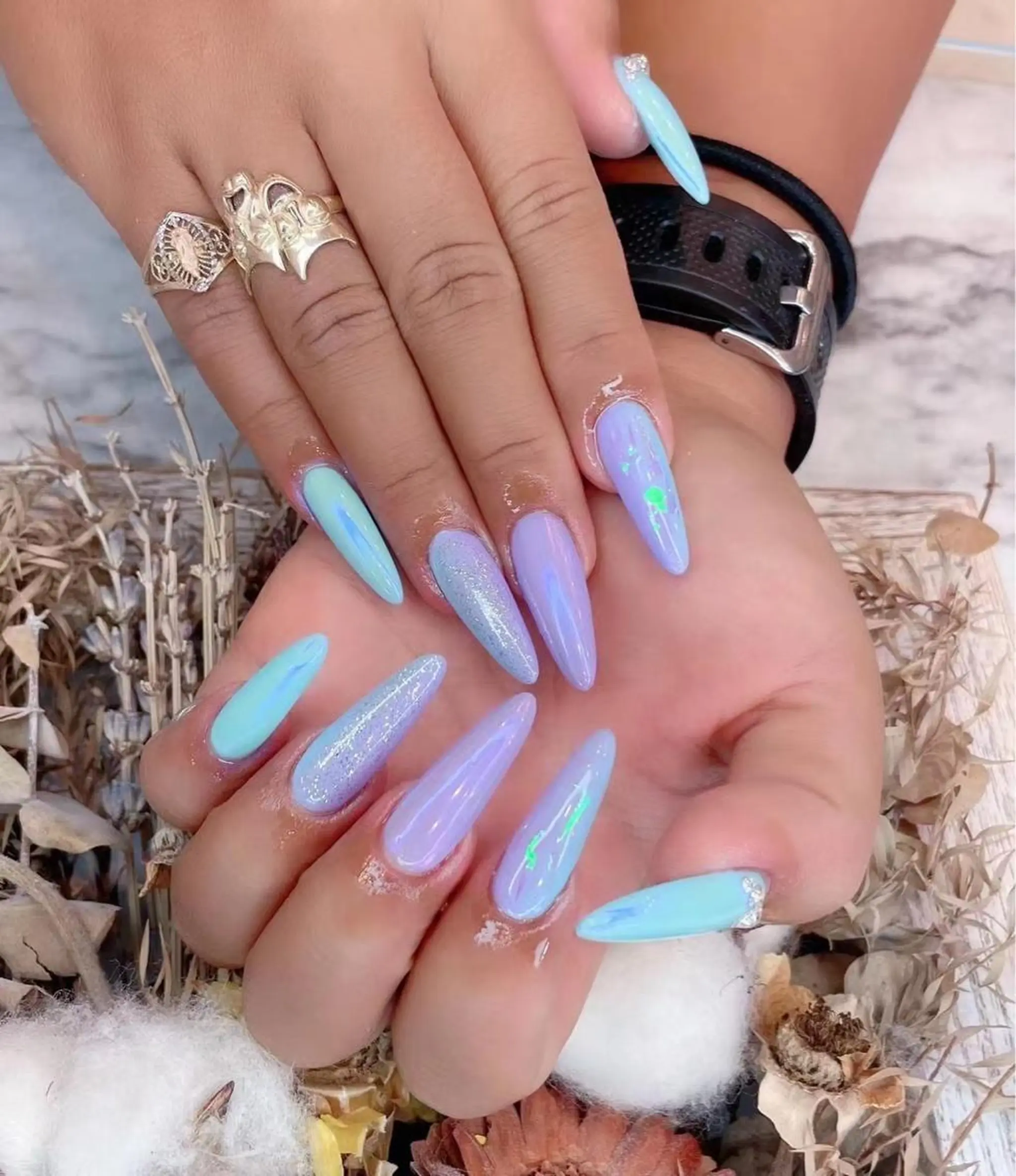 ネイル ブルー クリアネイル Babarla Nailのネイルデザイン