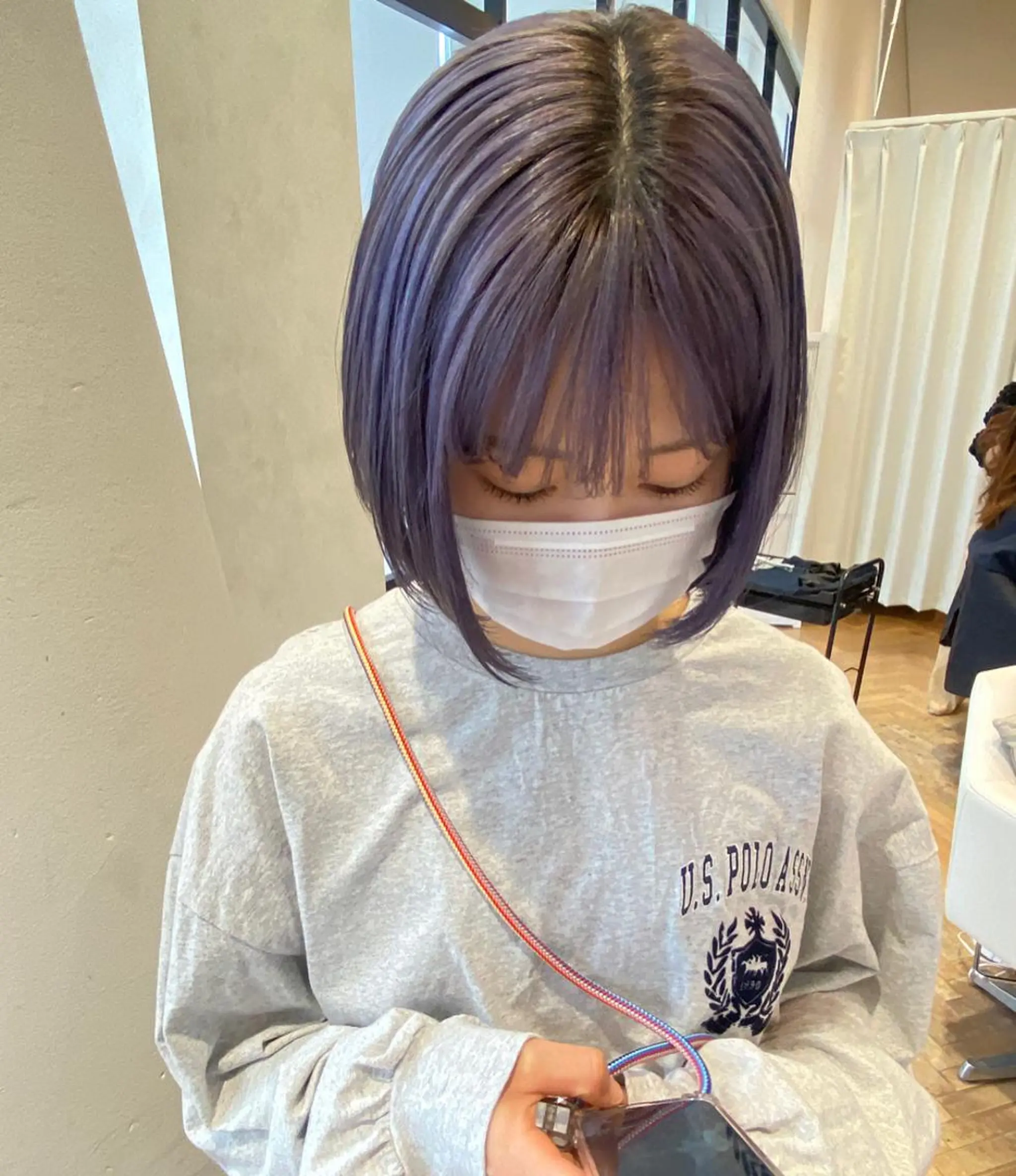 ショート カラー ブリーチ ブルーカラー ブルーラベンダー ラベンダーカラー カット ヘアカラー 増井 彩乃のヘアスタイル