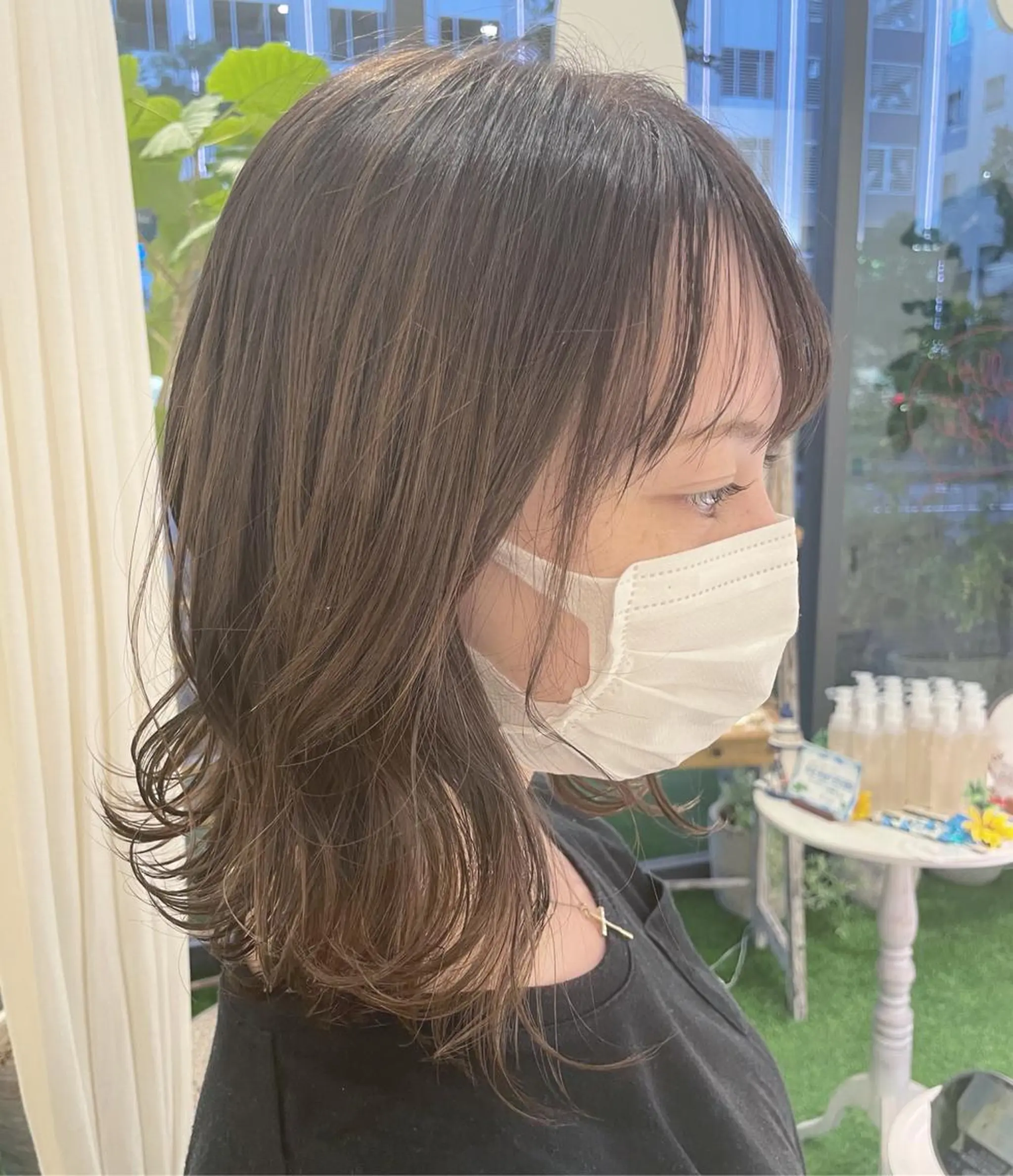 セミロング ハイライト 韓国風レイヤーカット 🇰🇷❕モカのヘアスタイル