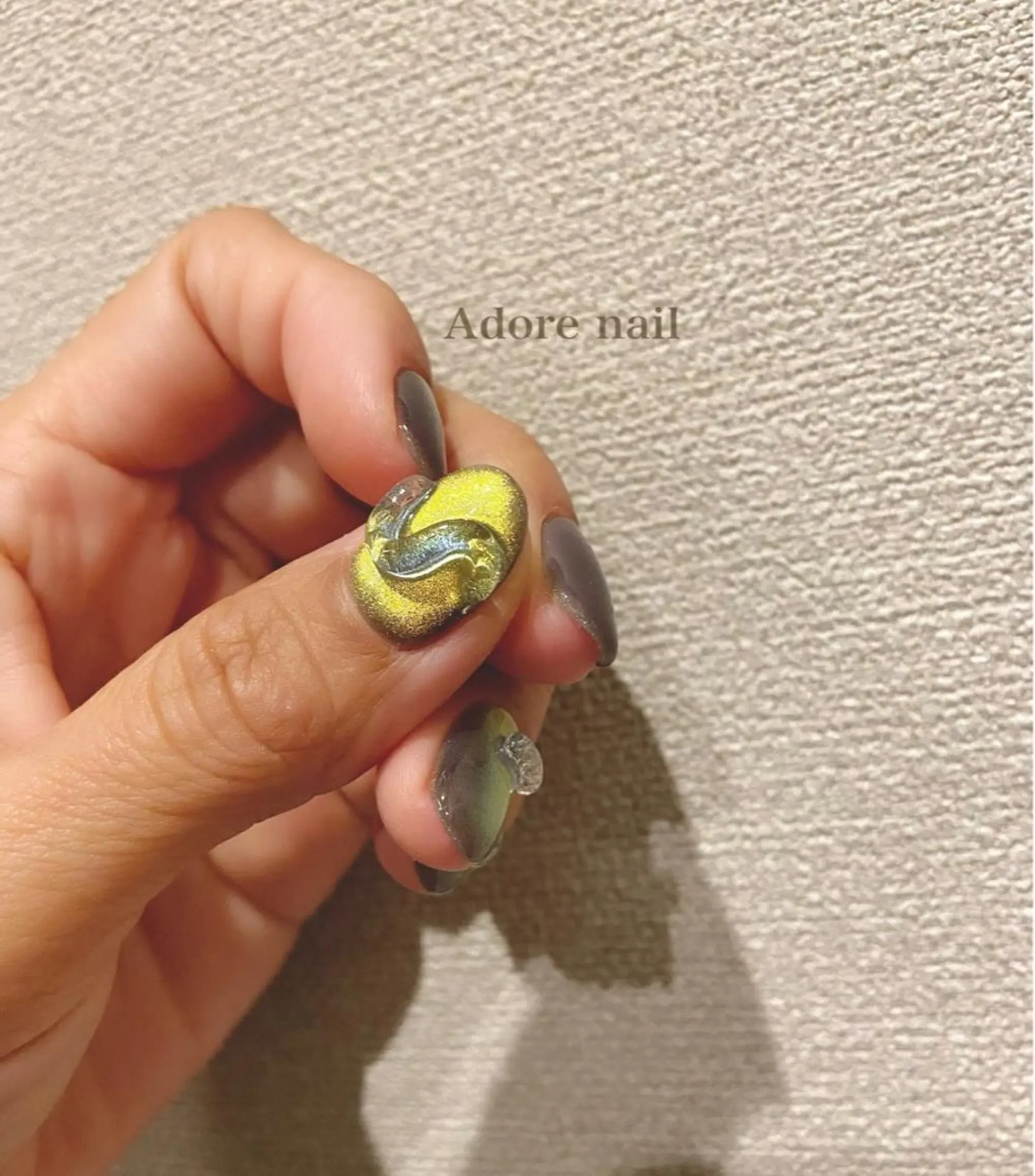 カラー ネイル マツエク・マツパ テラコッタ クリアネイル ジェルネイル ミラーネイル ニュアンスネイル nail salon  ADORE所属・Adore nailのネイルデザイン
