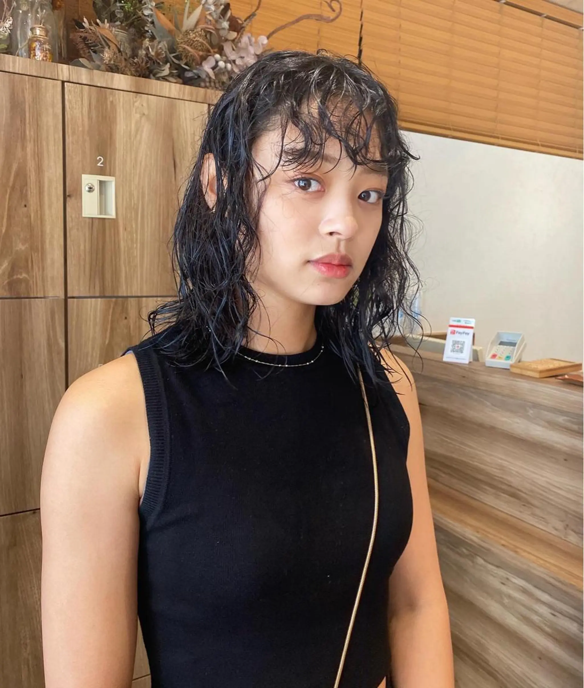 セミロング カラー パーマ ヘアアレンジ セミロングパーマ カット パーマ パーマ指名No1 /namiのヘアスタイル