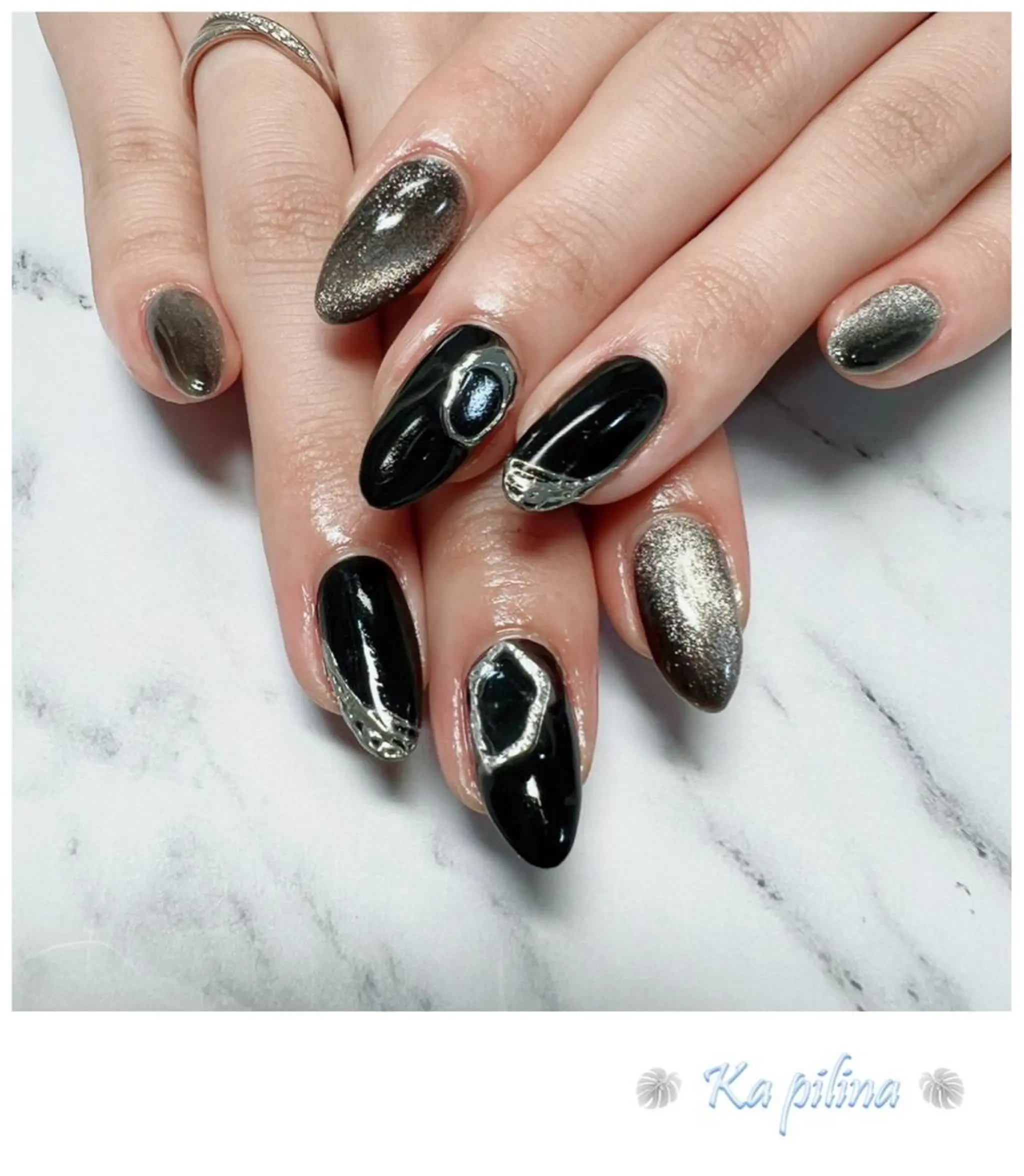 ネイル シルバー Nail salon Ka pilinaのネイルデザイン