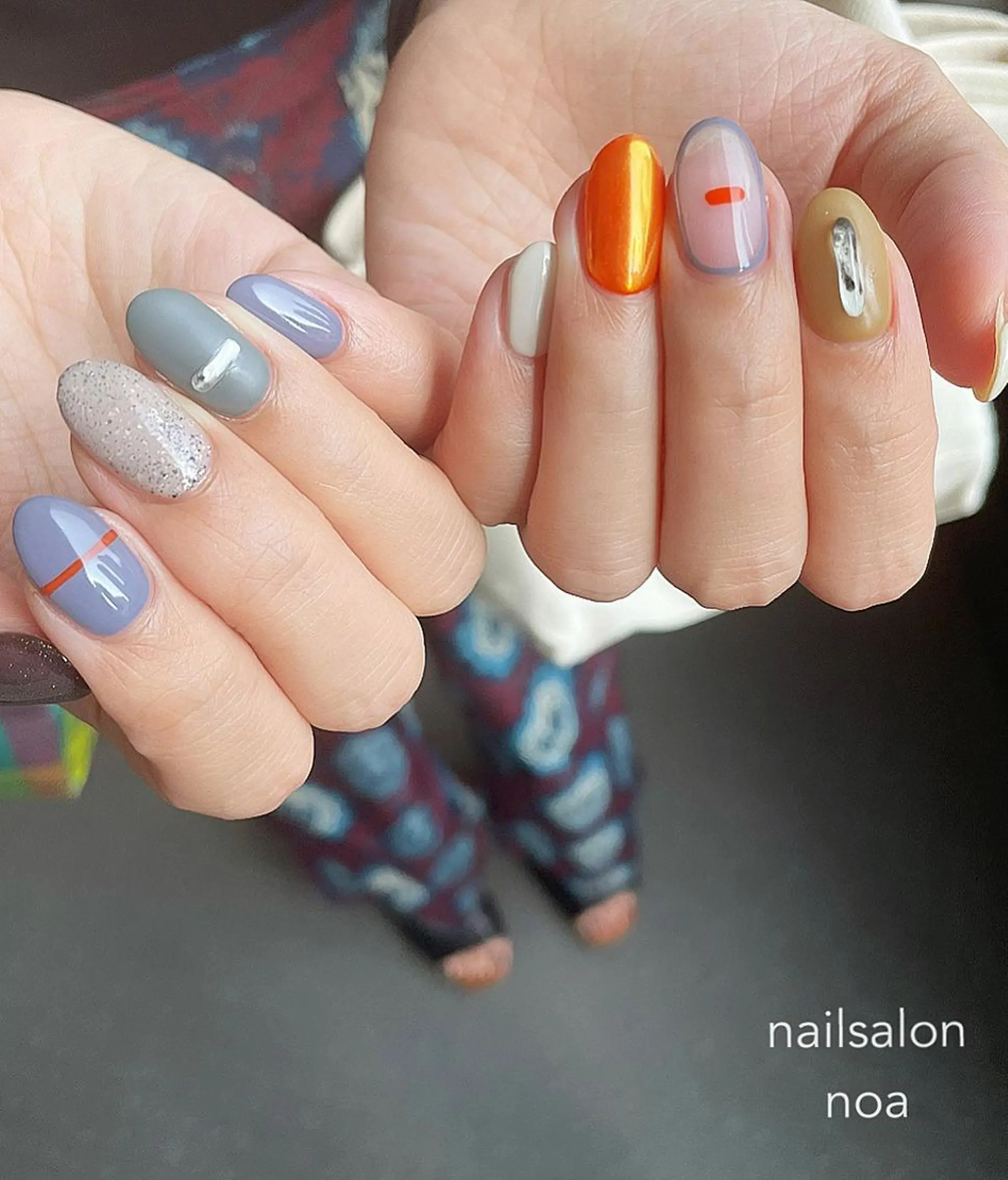 ネイル オーロラネイル カジュアル ジェルネイル 氷ネイル・うるうるネイル マグネットネイル nailsalon noa所属・nailist sakiのネイルデザイン