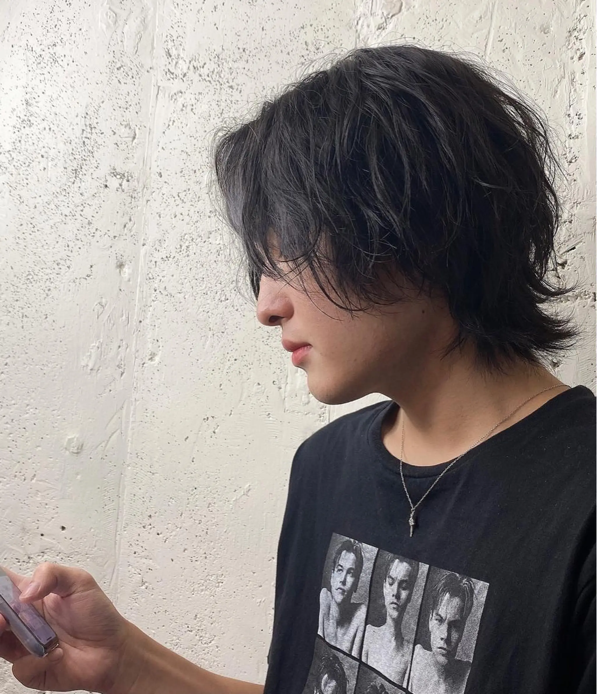 ミディアム カラー ヘアアレンジ アッシュ アッシュブラック 黒髪 ブリーチ ブリーチなしカラー メンズパーマの達人 井上裕太のヘアスタイル