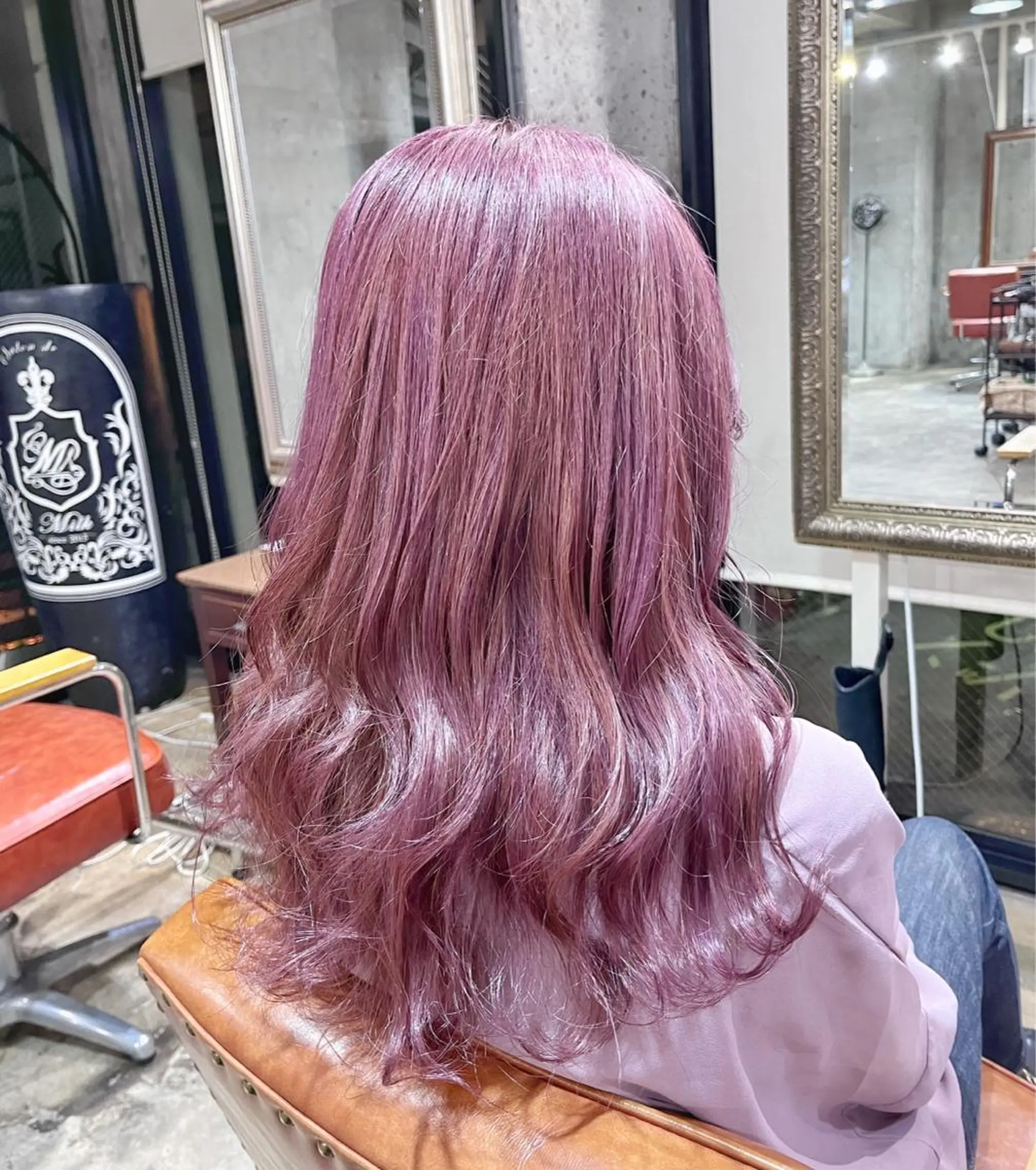 セミロング カラー ヘアアレンジ ブリーチ ヘアカラー ピンクカラー🩷 ヘアセットＮＯ.1のヘアスタイル