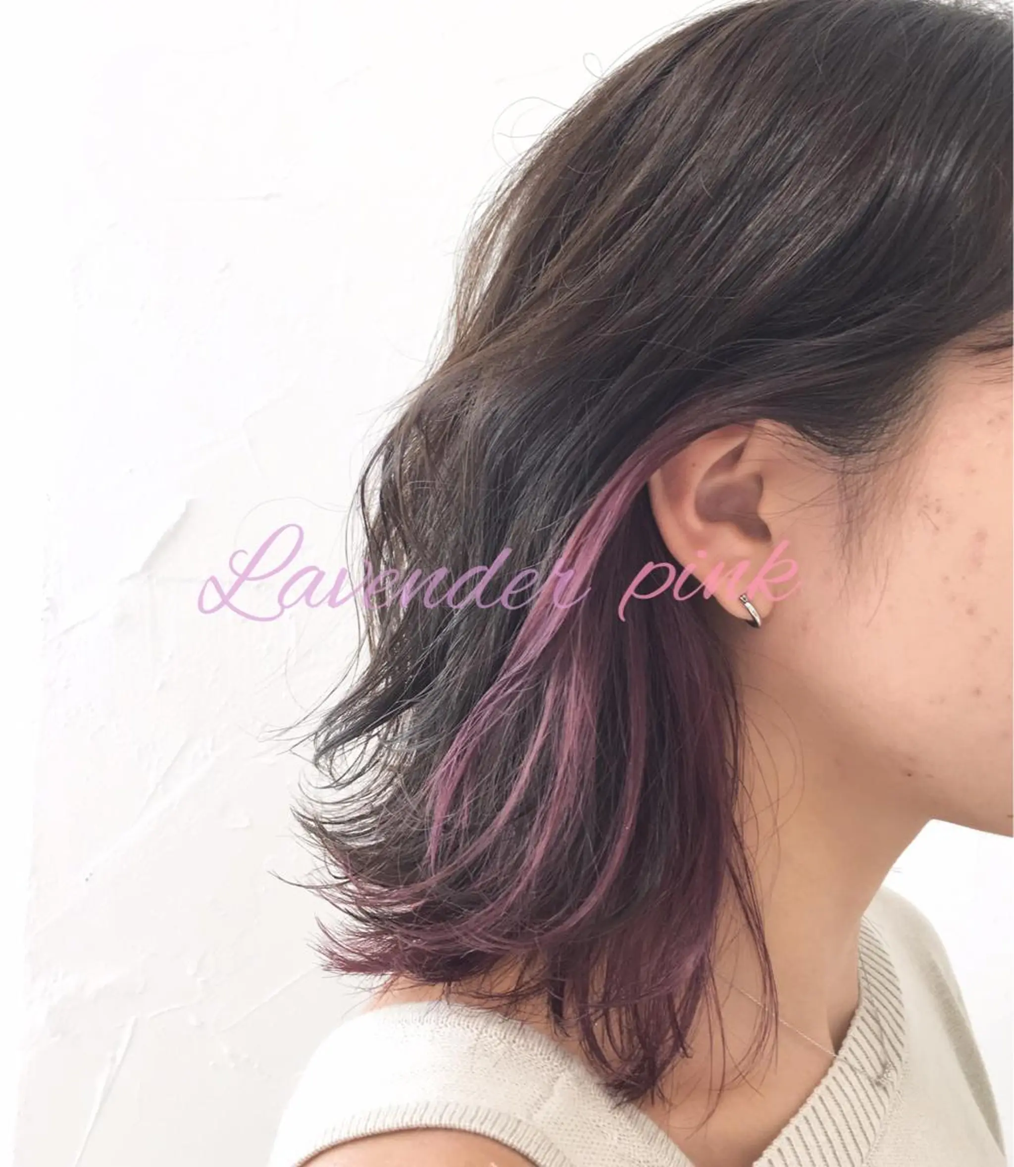 ミディアム カラー 透明感カラー ピンクカラー 大人垢抜け ダブルカラーのヘアスタイル