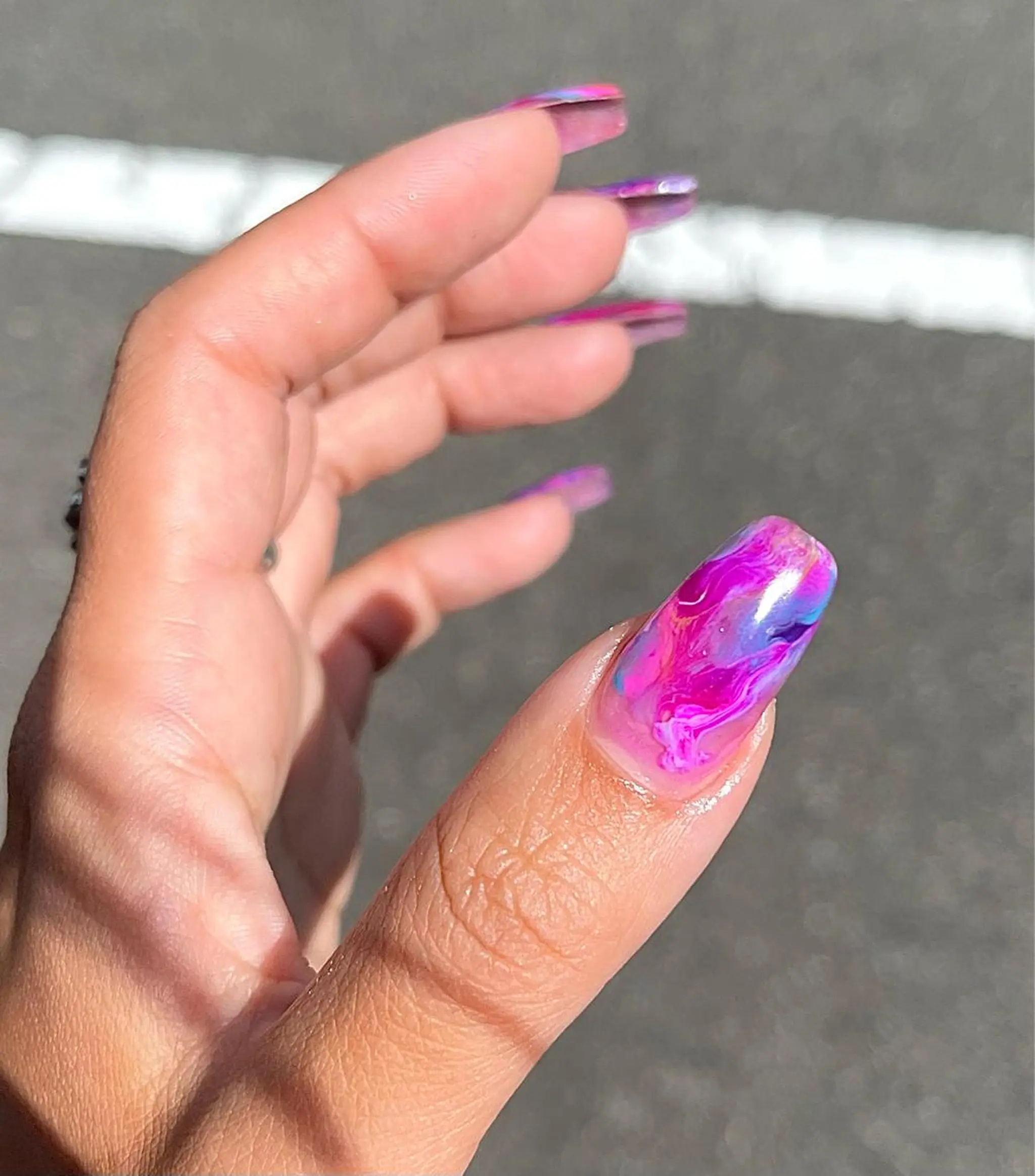 ネイル 大理石ネイル(マーブル) ピンク パープル ハンドネイル フットネイル para ☀︎ sol by BECK所属・Para Sol nail　Maoのネイルデザイン