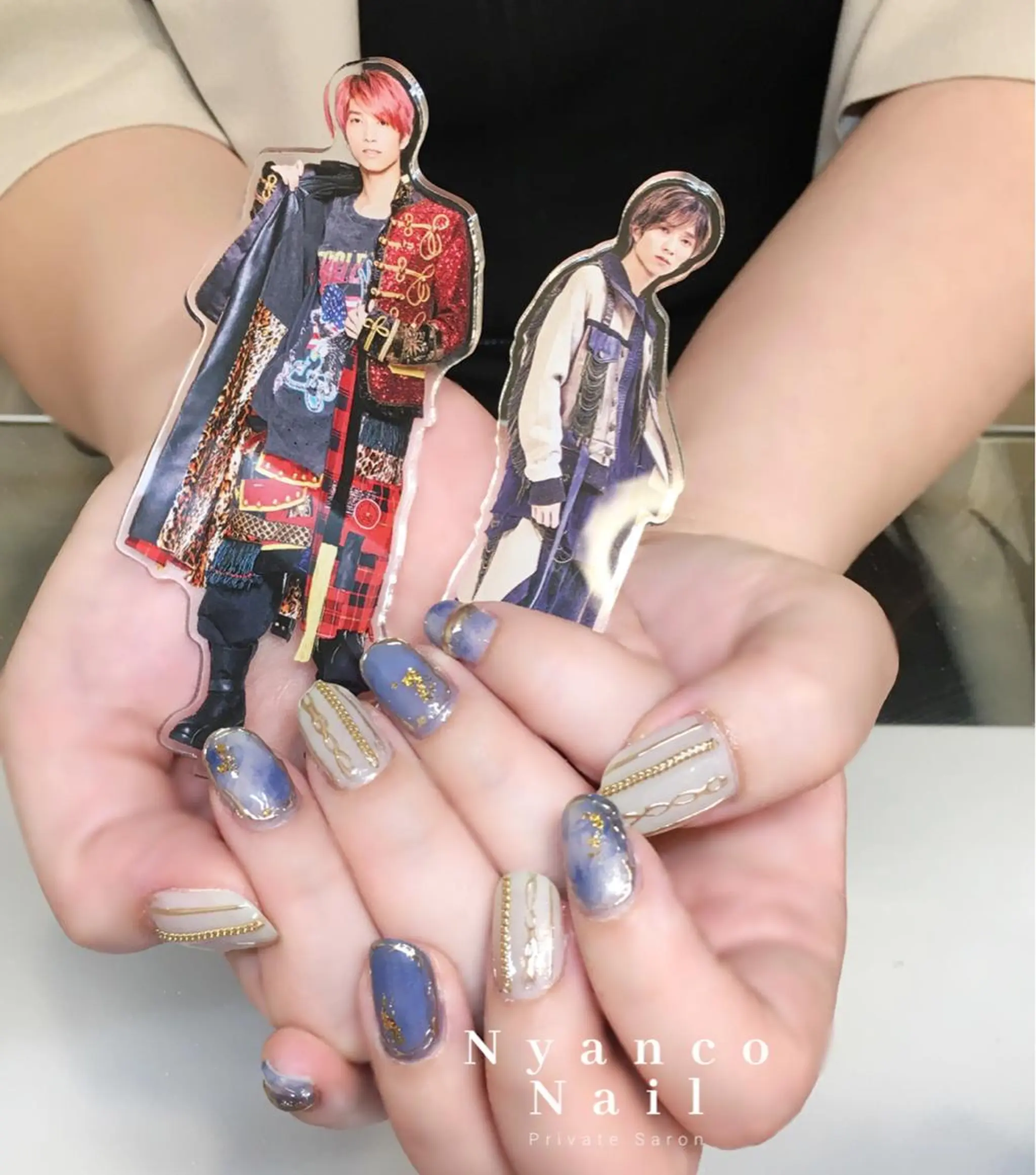 ネイル ブルー ジェルネイル レース ニュアンスネイル Nyanco Nailのネイルデザイン