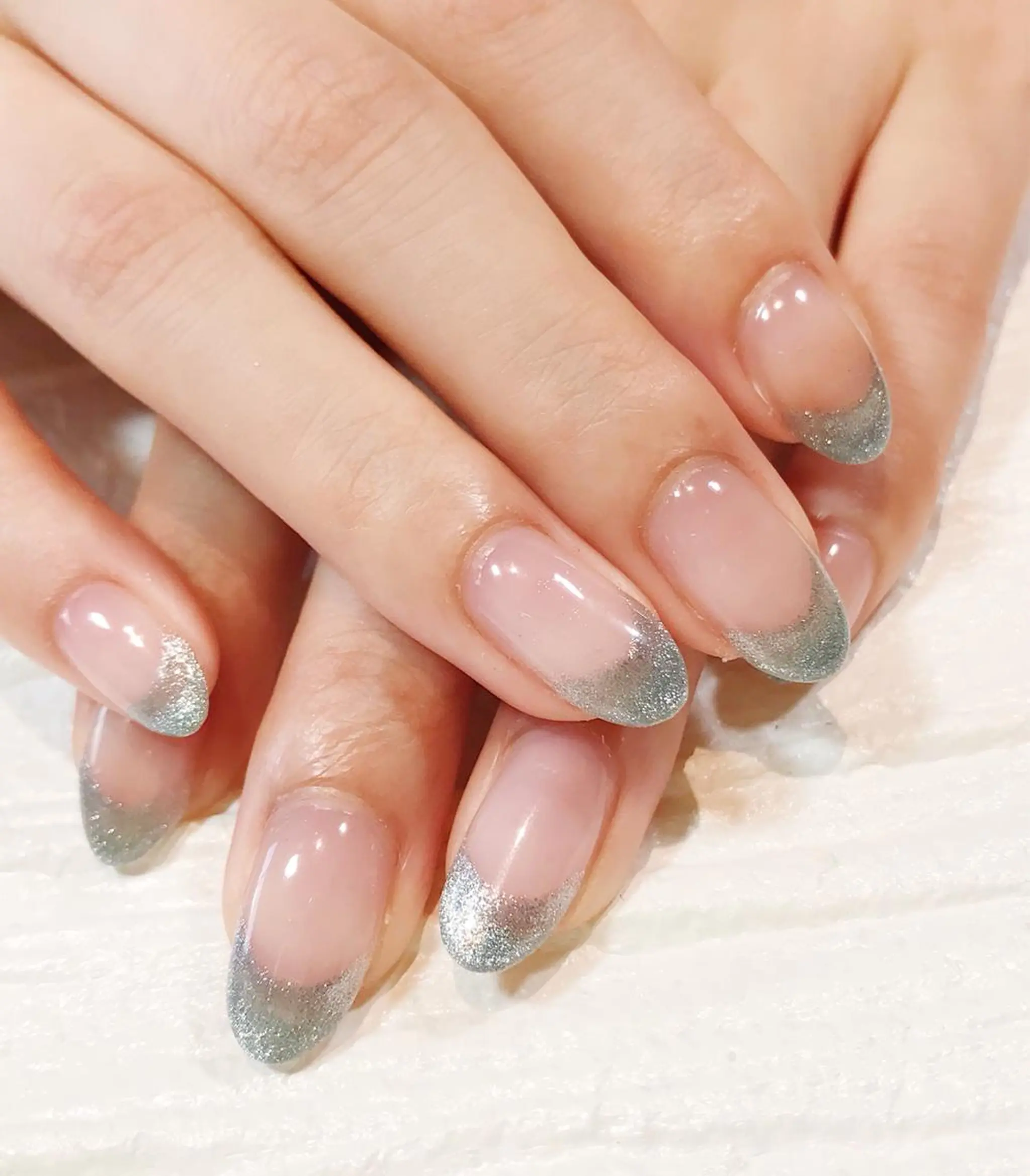 ネイル ブルー フレンチネイル ジェルネイル マグネットネイル ハンドネイル NAILSALON AMULEのネイルデザイン