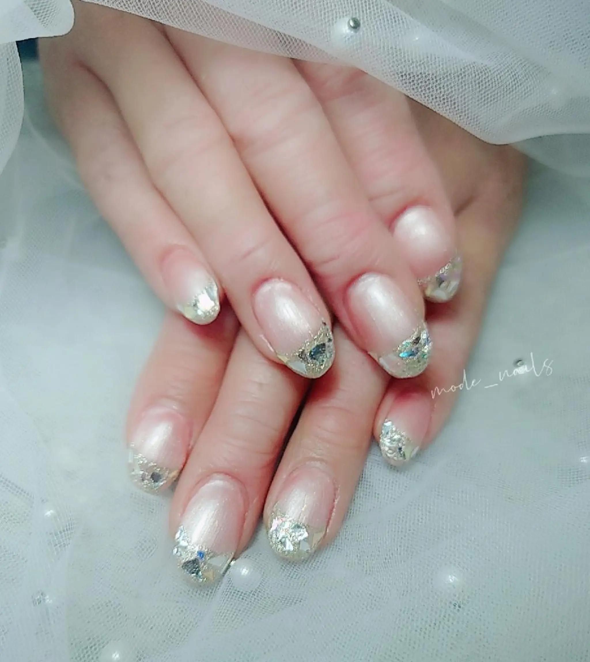 ネイル フレンチネイル ガラスフレンチ 滋賀県草津市ネイル mode_nailsのネイルデザイン