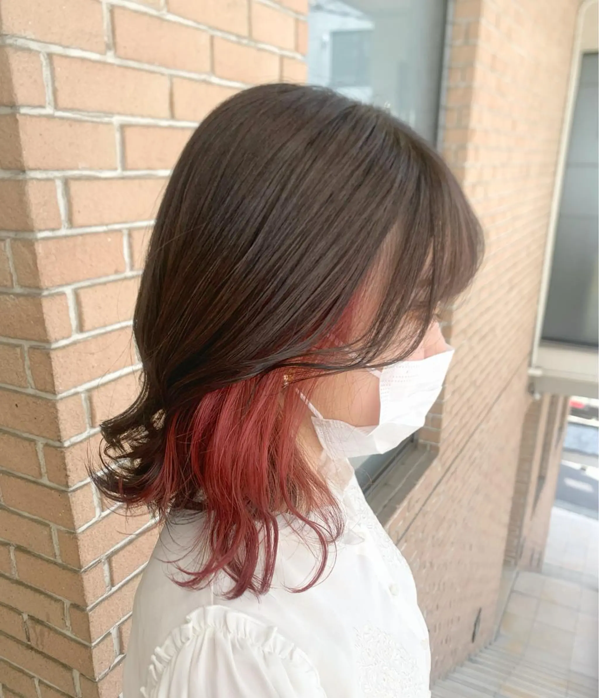 セミロング カラー ヘアアレンジ ブリーチ デザインカラー ヘアカラー ピンクカラー🩷 ヘアセットＮＯ.1のヘアスタイル