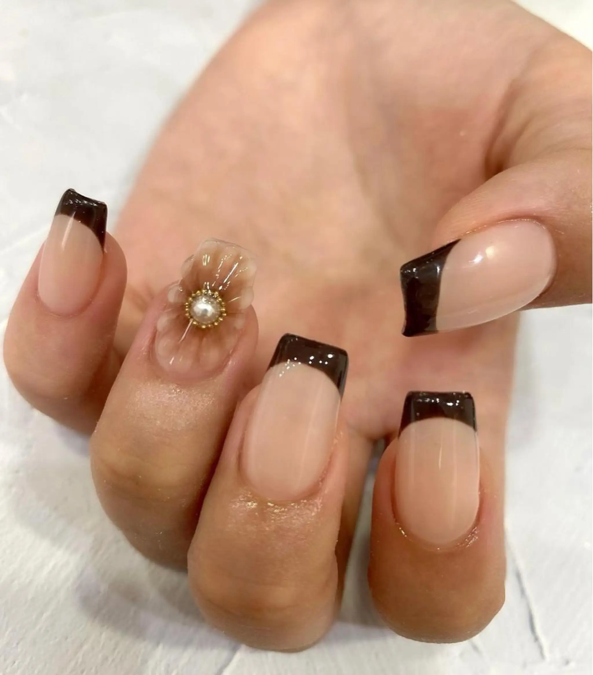 ネイル アートネイル クリアネイル 長さ出し フレンチネイル ジェルネイル Moana Nail 長さだし専門店のネイルデザイン