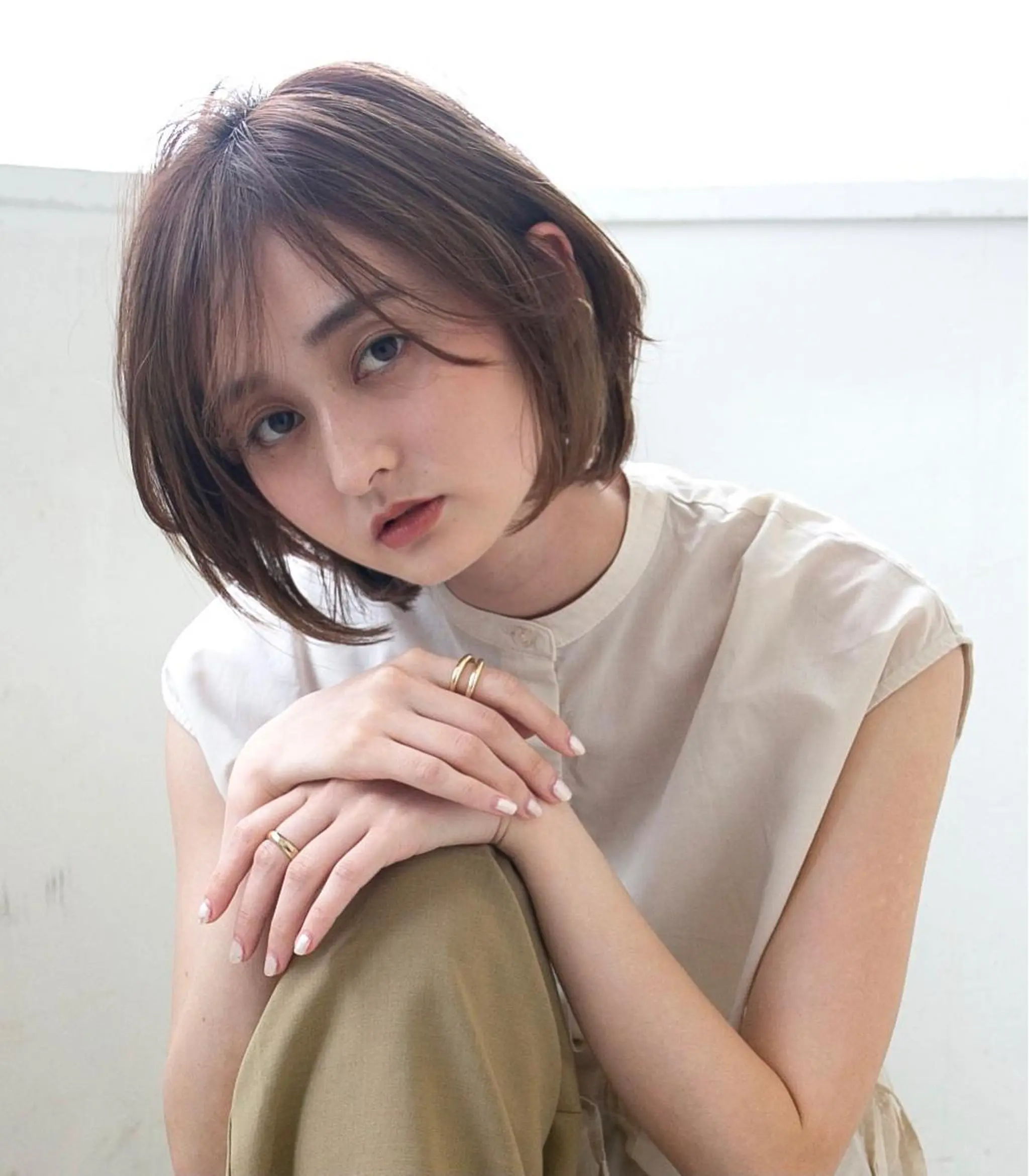 ショート ボブ ハイライト 髪質改善 韓国風ヘア 縮毛矯正 カット パーマ ACRO梅田【アクロ】所属・縮毛矯正とカラーの人 倉友哉のヘアスタイル