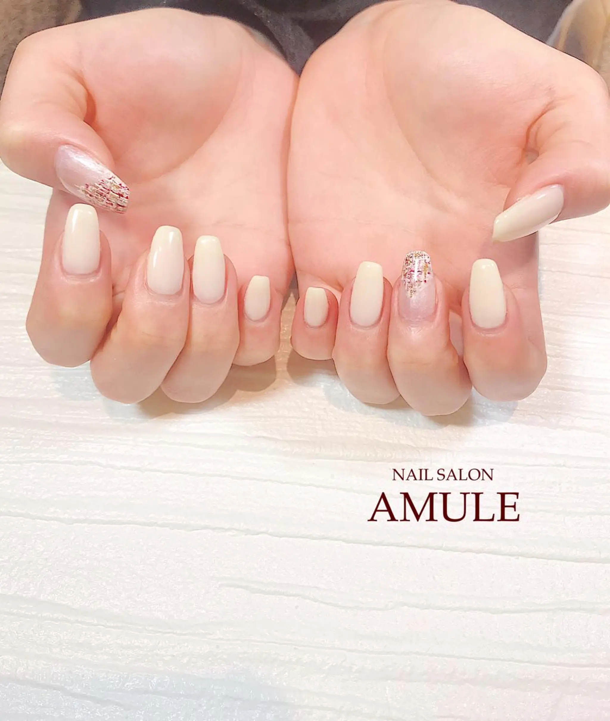 ネイル ワンカラーネイル ツイードネイル ハンドネイル NAILSALON AMULEのネイルデザイン