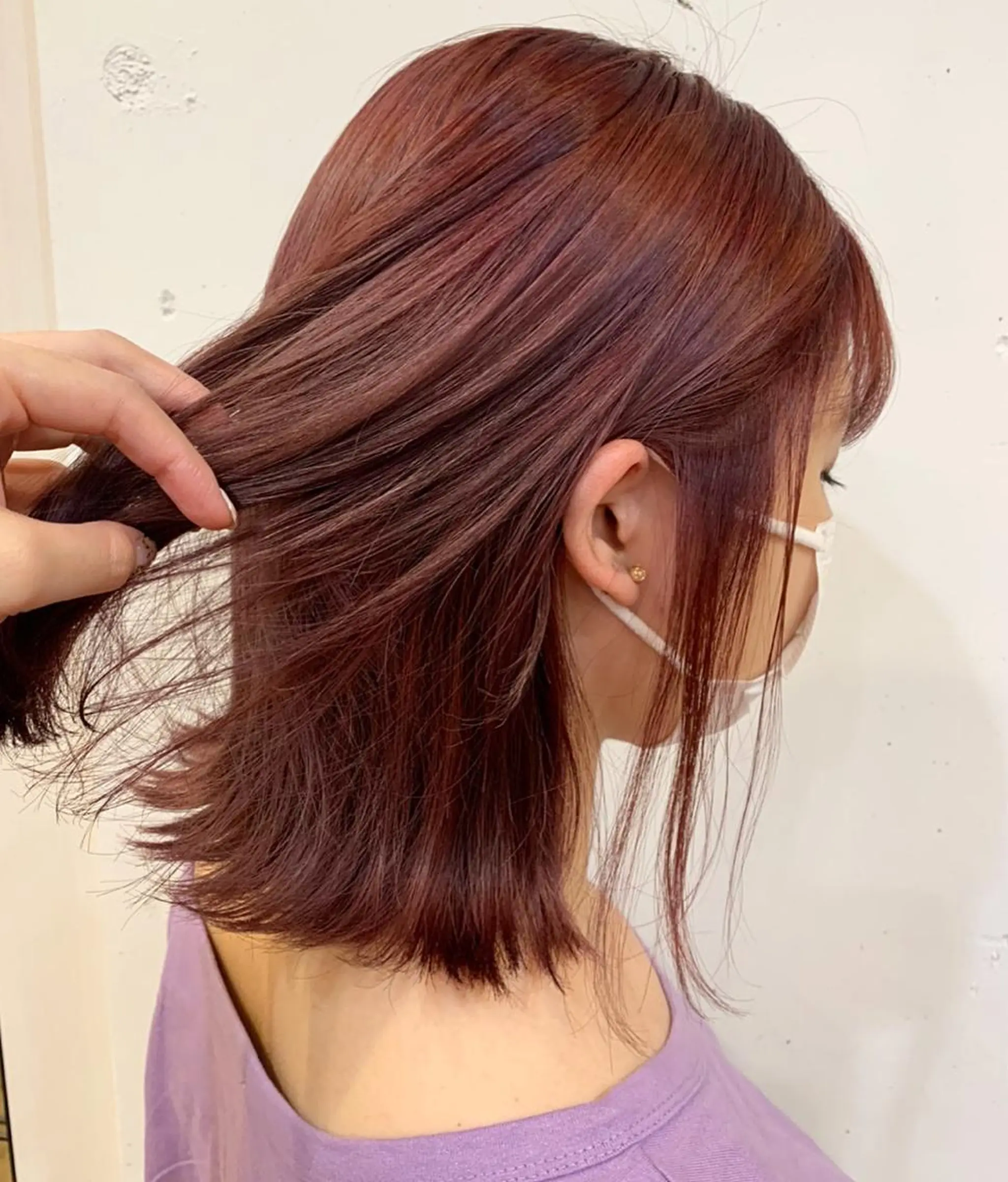 ミディアム カラー パーマ ヘアアレンジ ピンクカラー 透明感color 🥣suzunaのヘアスタイル
