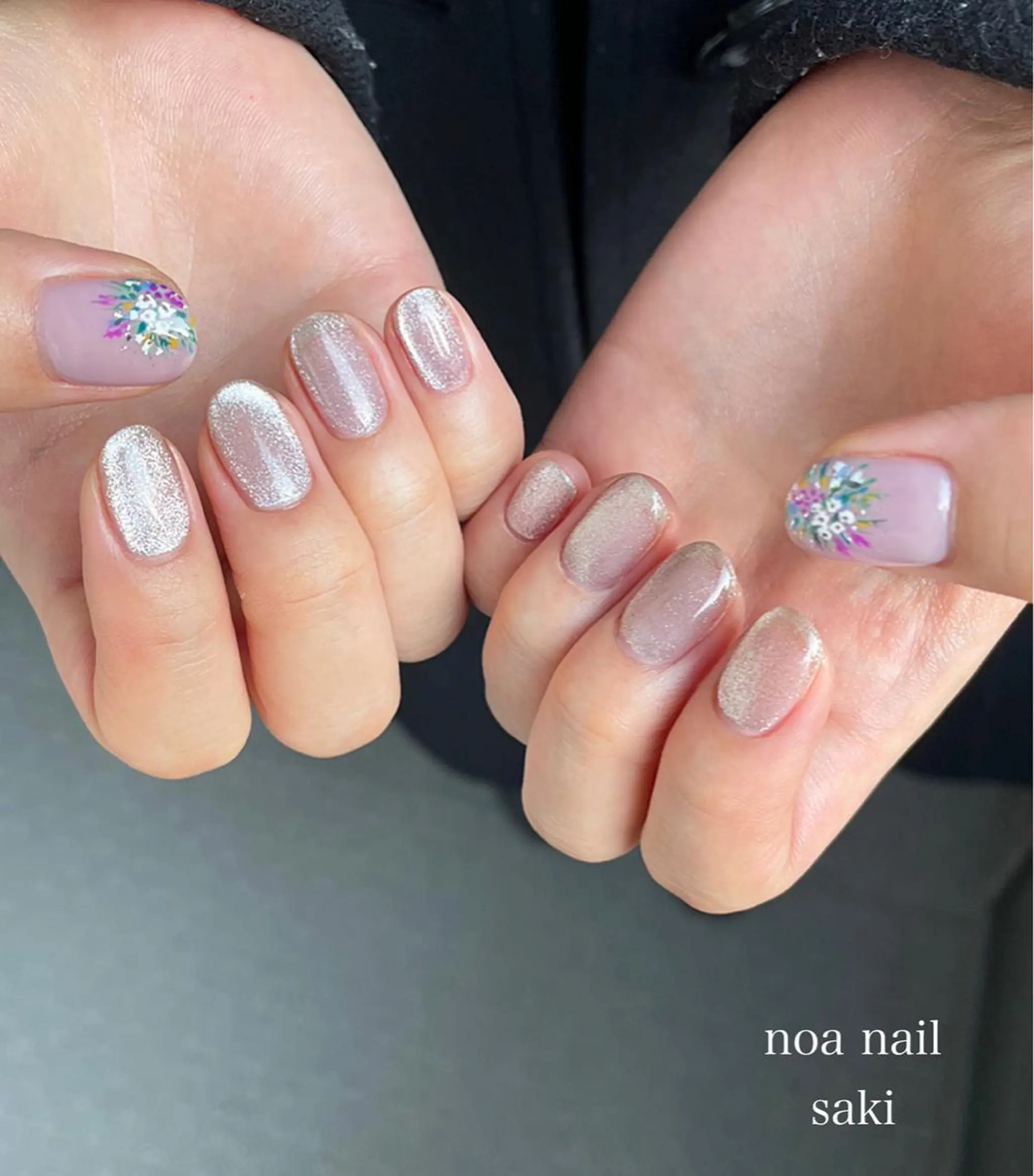 ネイル アートネイル オーロラネイル カジュアル ジェルネイル 氷ネイル・うるうるネイル nailsalon noa所属・nailist sakiのネイルデザイン