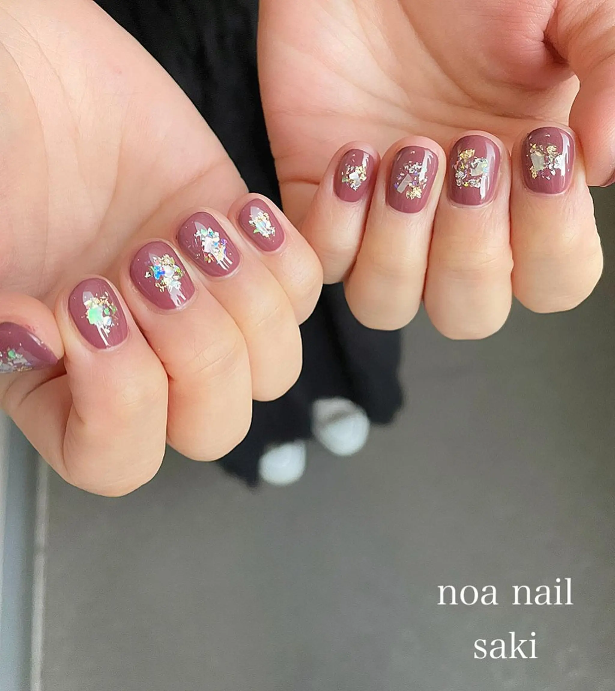 ネイル アートネイル オーロラネイル カジュアル ジェルネイル 氷ネイル・うるうるネイル nailsalon noa所属・nailist sakiのネイルデザイン
