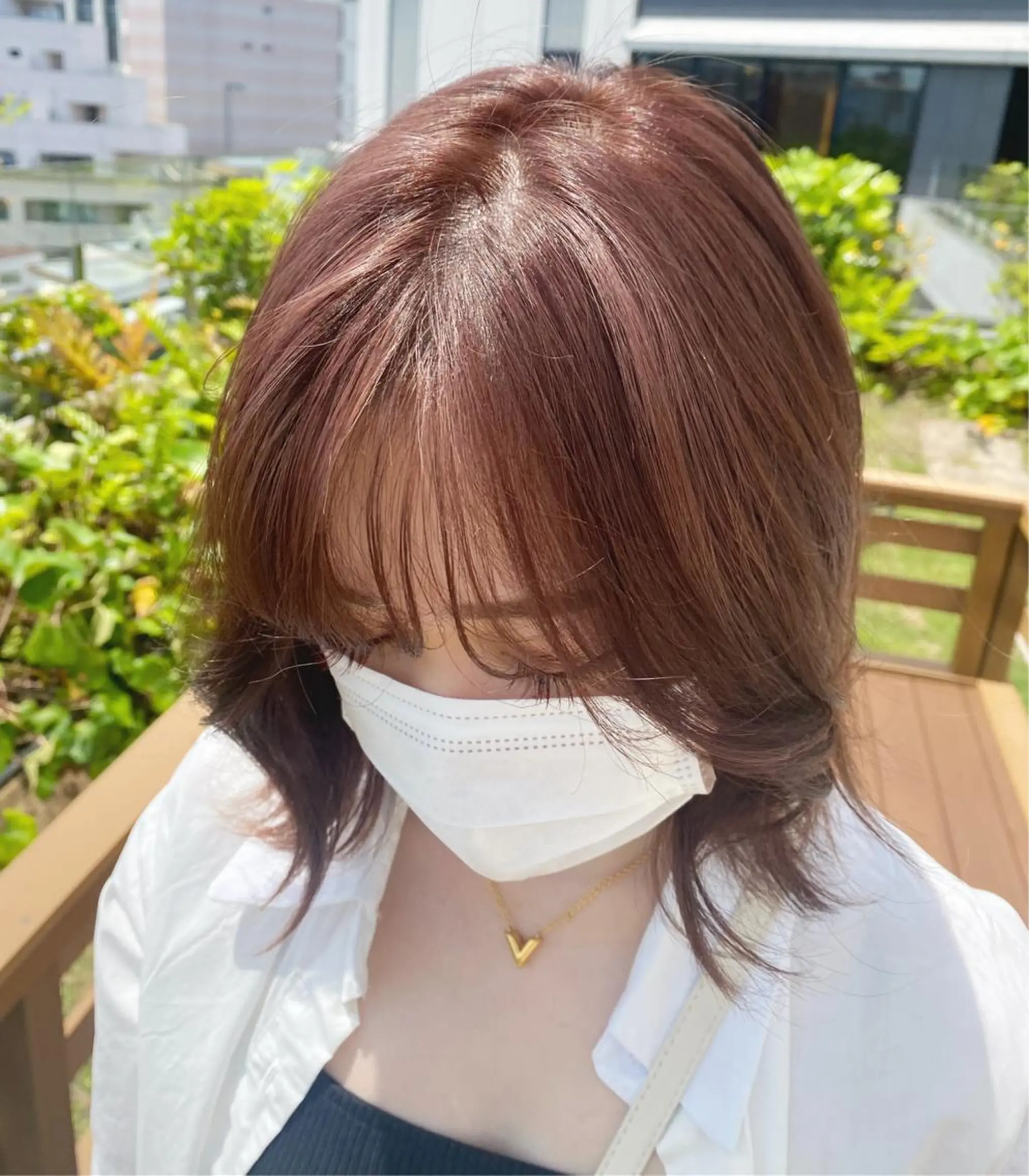 ミディアム カラー ワンレンボブ ショートボブ ボブ 髪質改善 🌿ブリーチ/髪質 改善/🌿‬JINのヘアスタイル