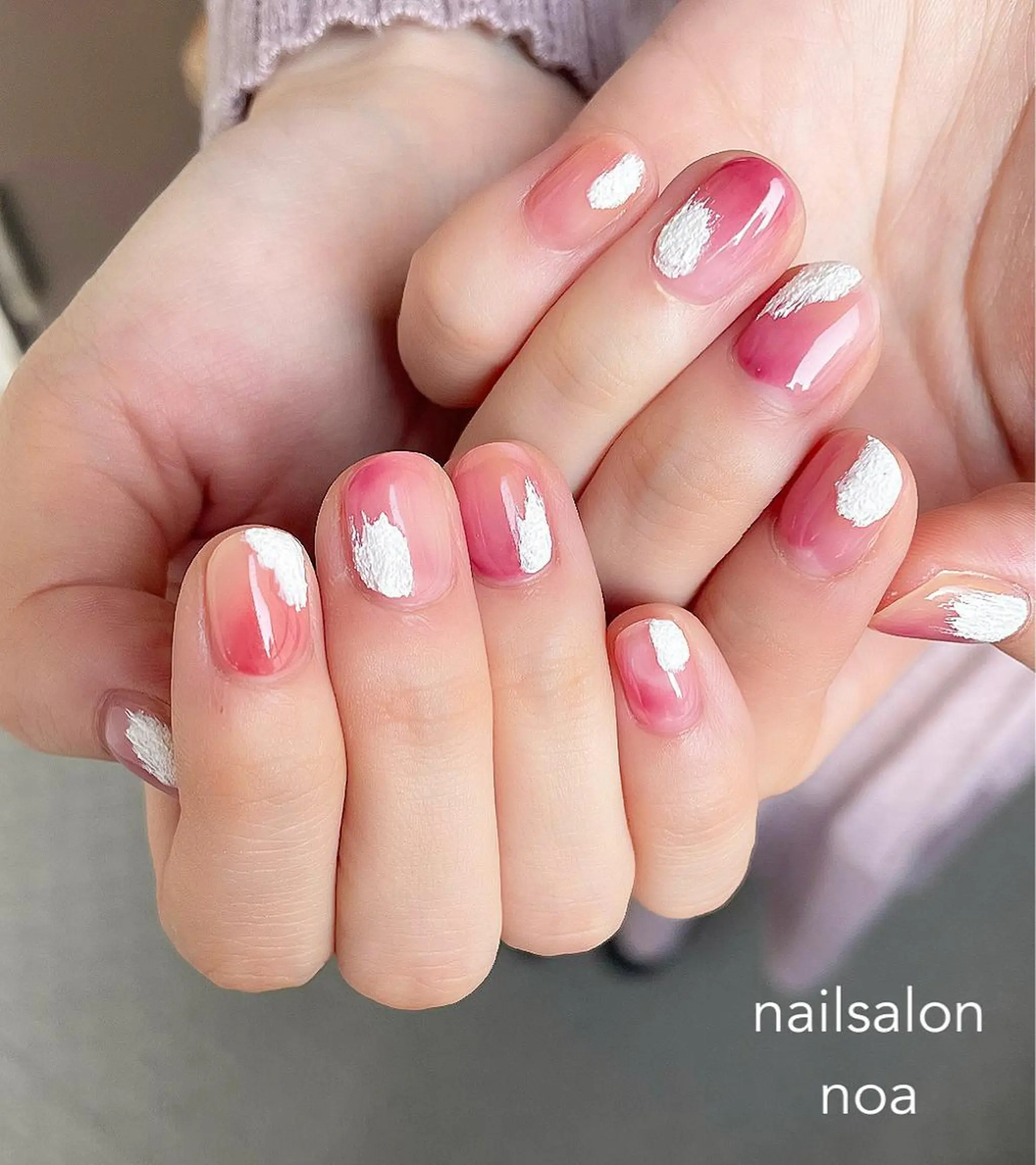 ネイル アートネイル オーロラネイル カジュアル ジェルネイル 氷ネイル・うるうるネイル nailsalon noa所属・nailist sakiのネイルデザイン