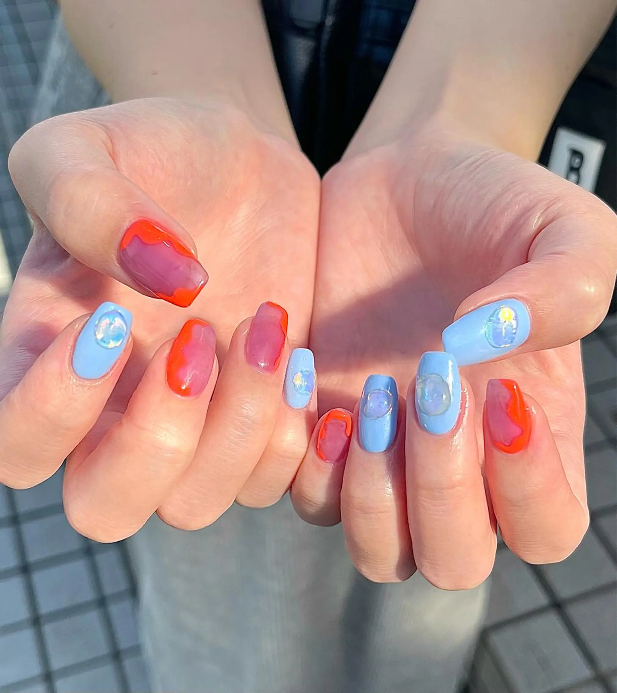 ネイル オーロラネイル オレンジ ぷっくりネイル ハンドネイル フットネイル para ☀︎ sol by BECK所属・Para Sol nail　Maoのネイルデザイン