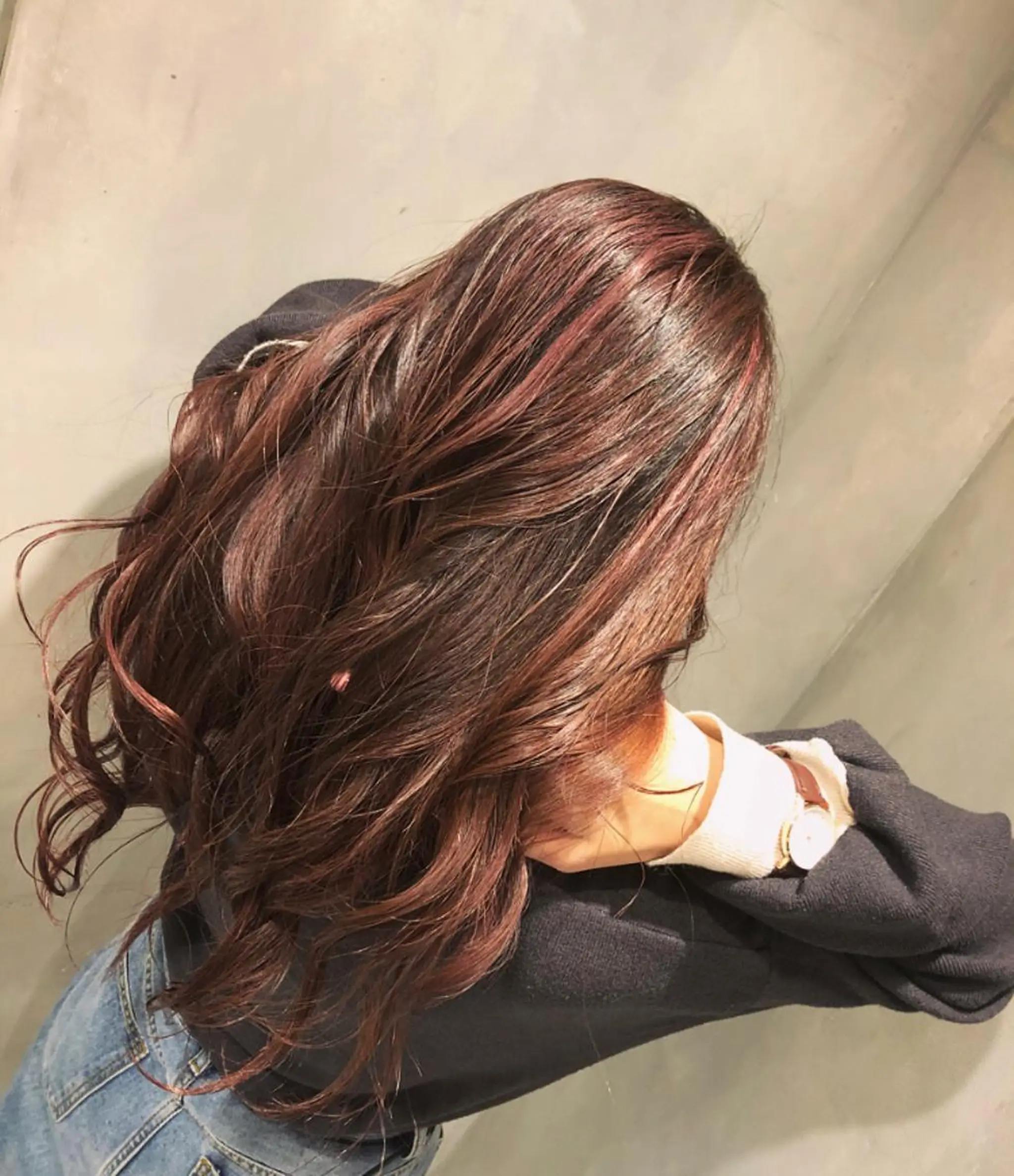 ロング カラー ハイダメージ毛 縮毛矯正のヘアスタイル