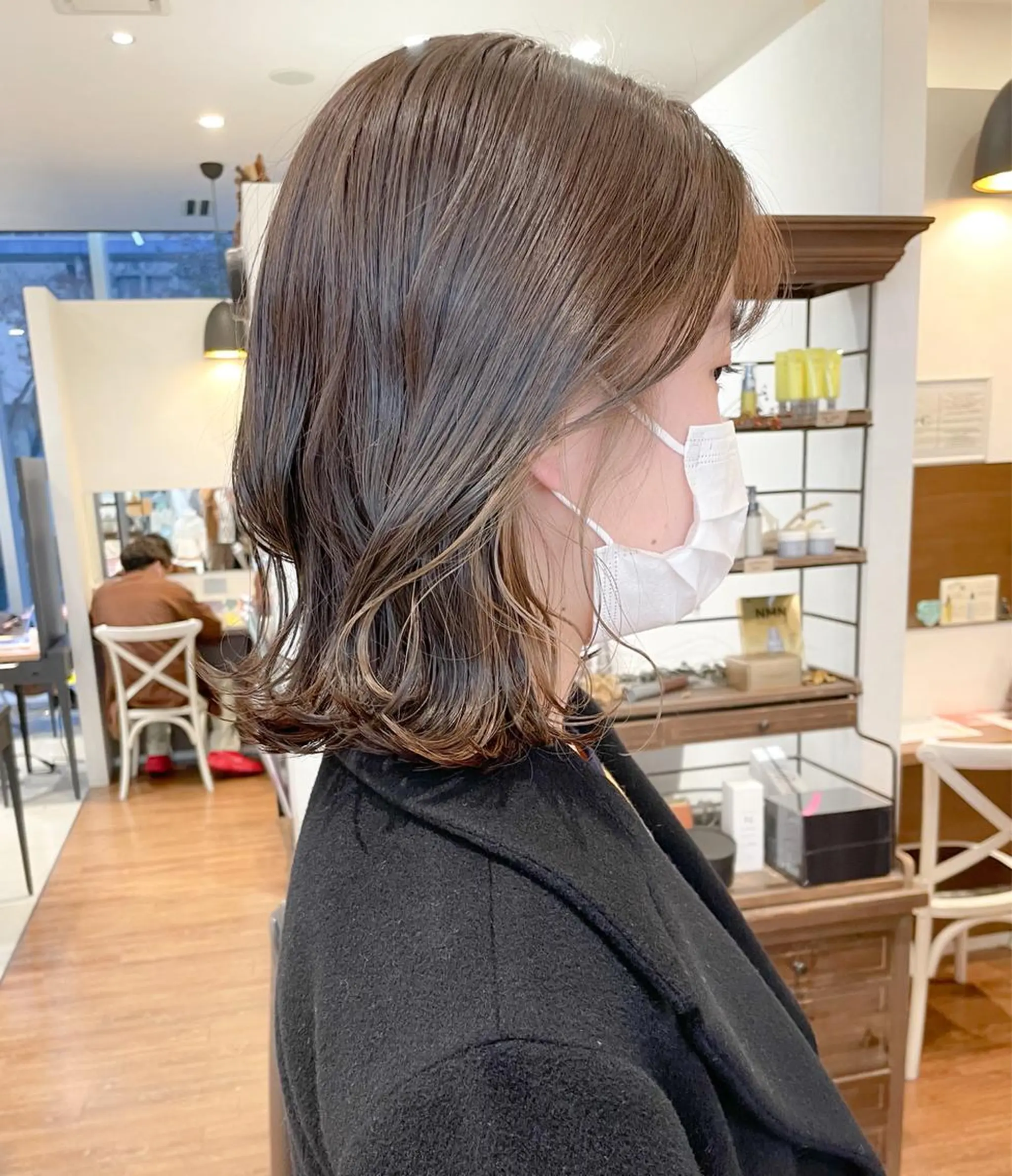 ミディアム カラー イヤリングカラー グレージュ ヘアカラー 髪質改善/ブリーチ 田代 龍我のヘアスタイル