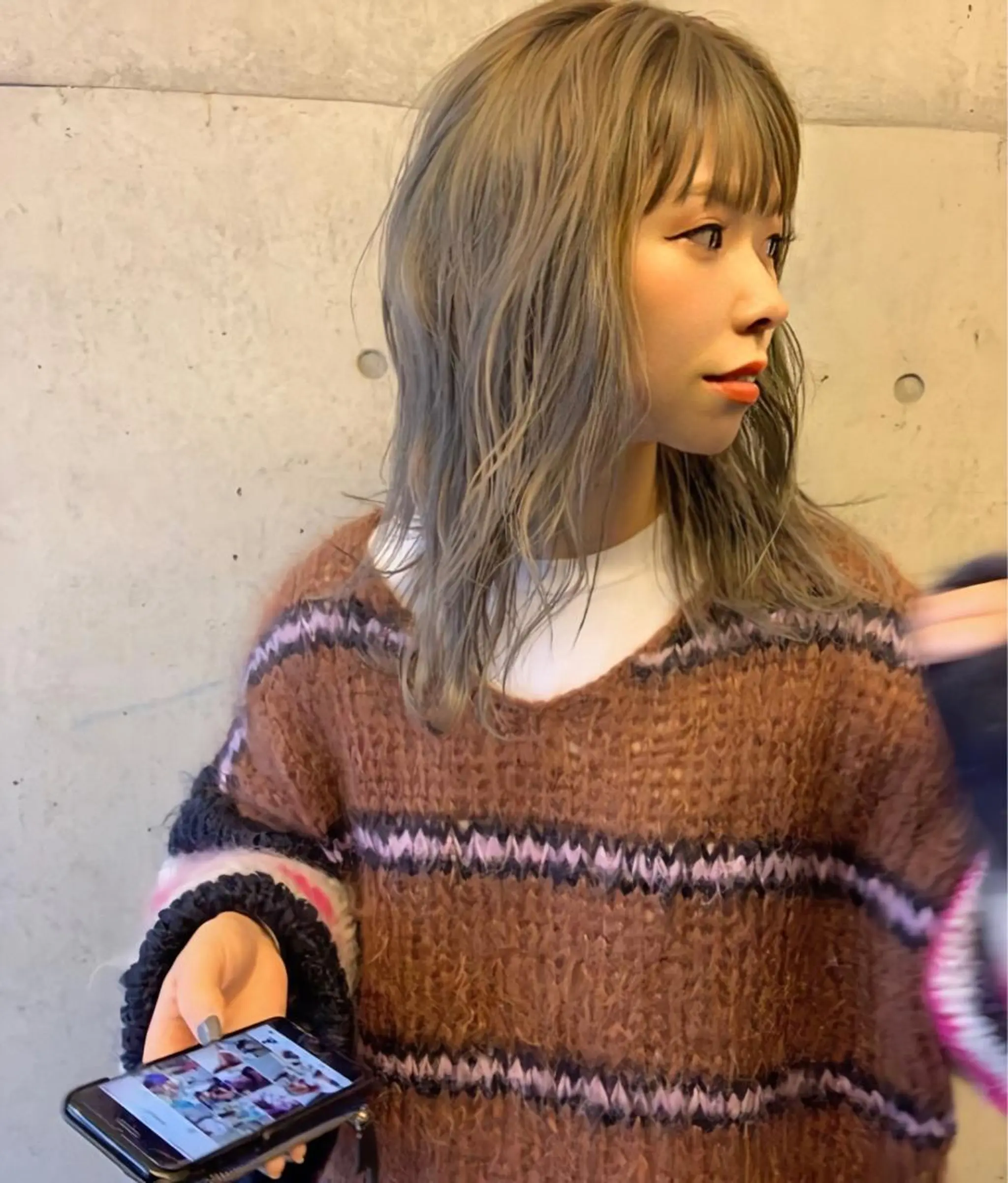 ミディアム カラー ベージュカラー ブリーチ ホワイトベージュ ♡ma ki♡のヘアスタイル