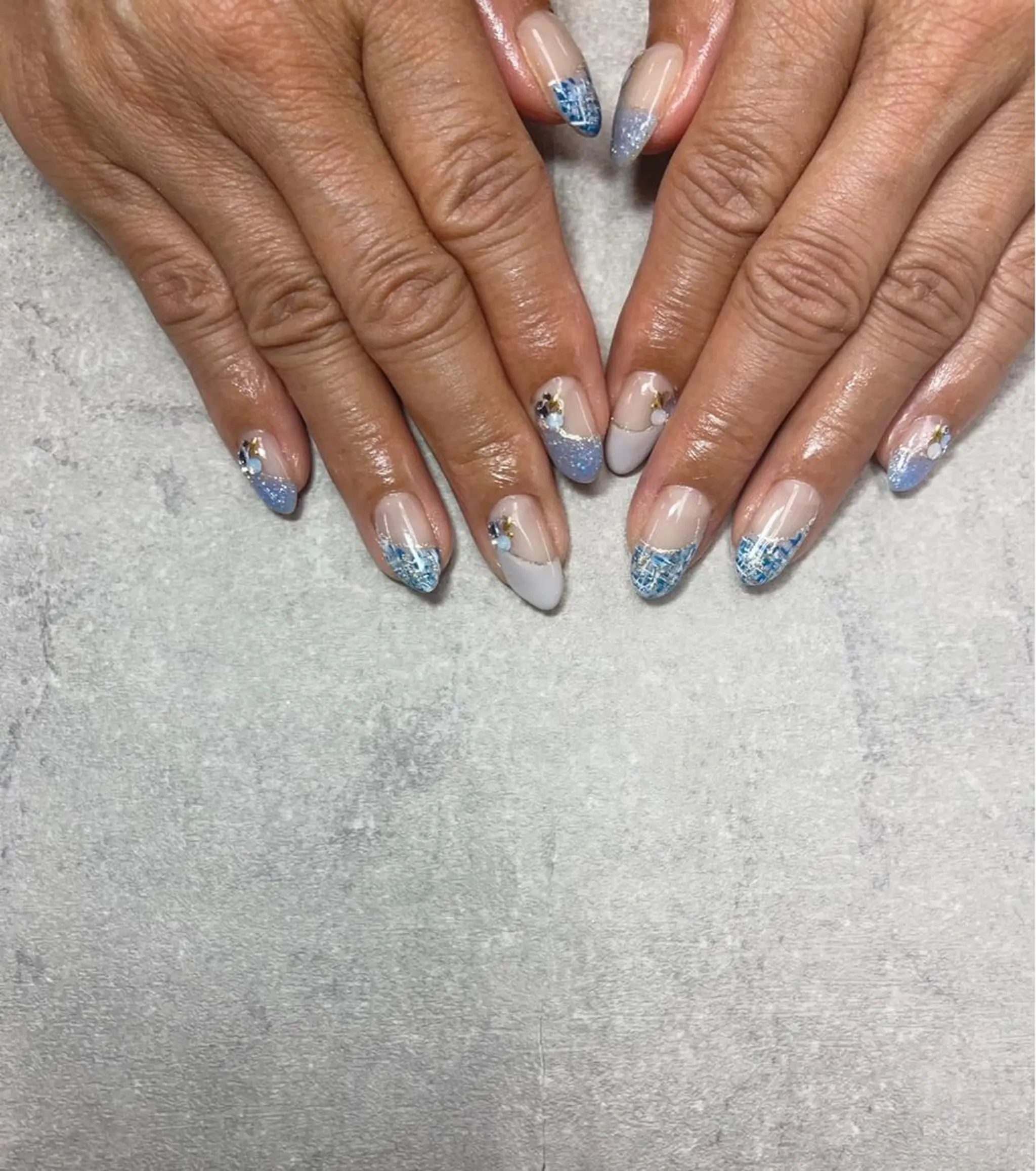 ネイル フレンチネイル 斜めフレンチ ツイードネイル ハンドネイル ハンドケア FASTNAIL PLUS 新宿店のネイルデザイン