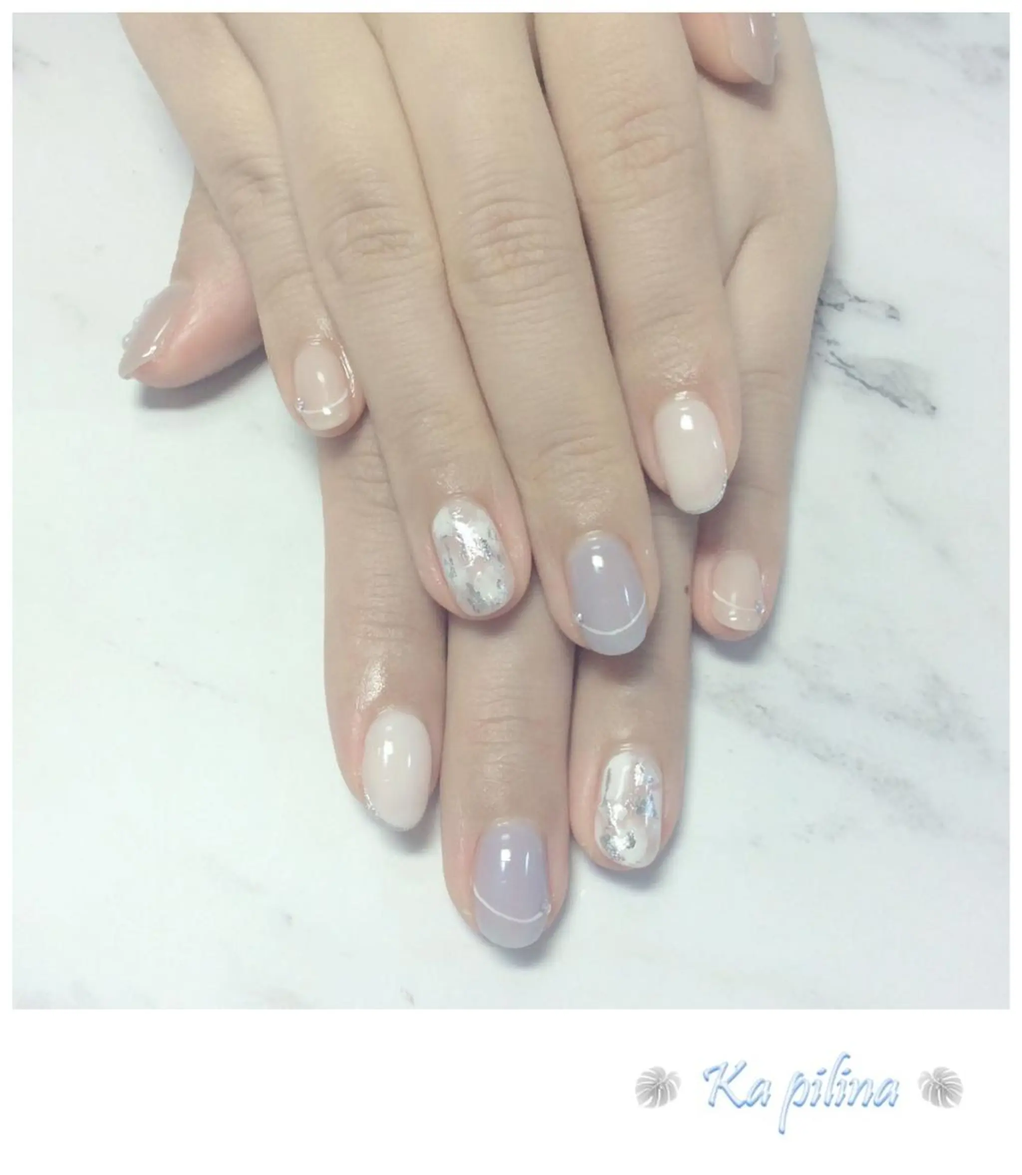 ネイル ブルー ニュアンスネイル Nail salon Ka pilinaのネイルデザイン