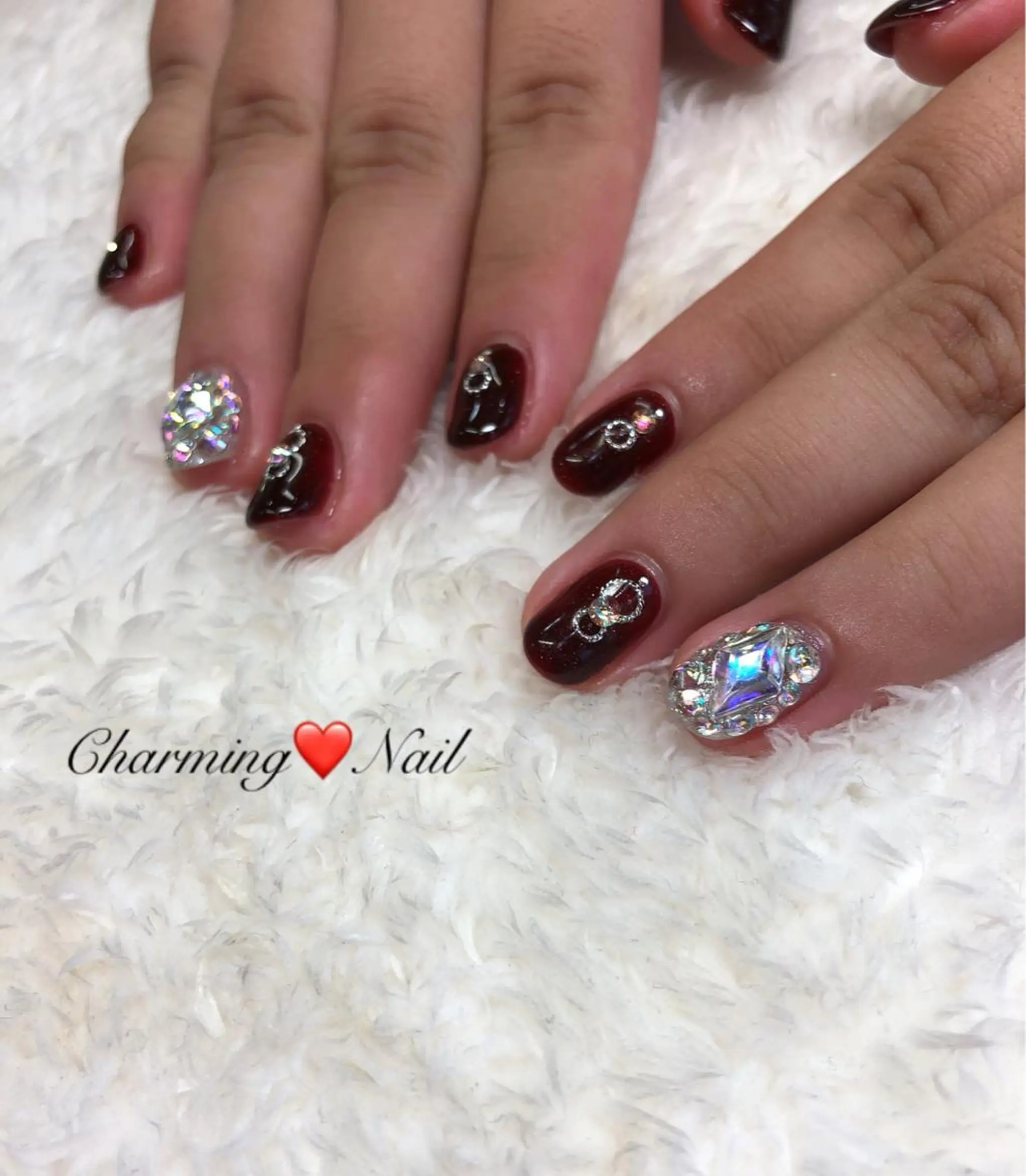 ネイル ボルドー ジェルネイル キラキラネイル ハンドネイル Charming❤️Nail所属・Nailist Amiのその他イメージ